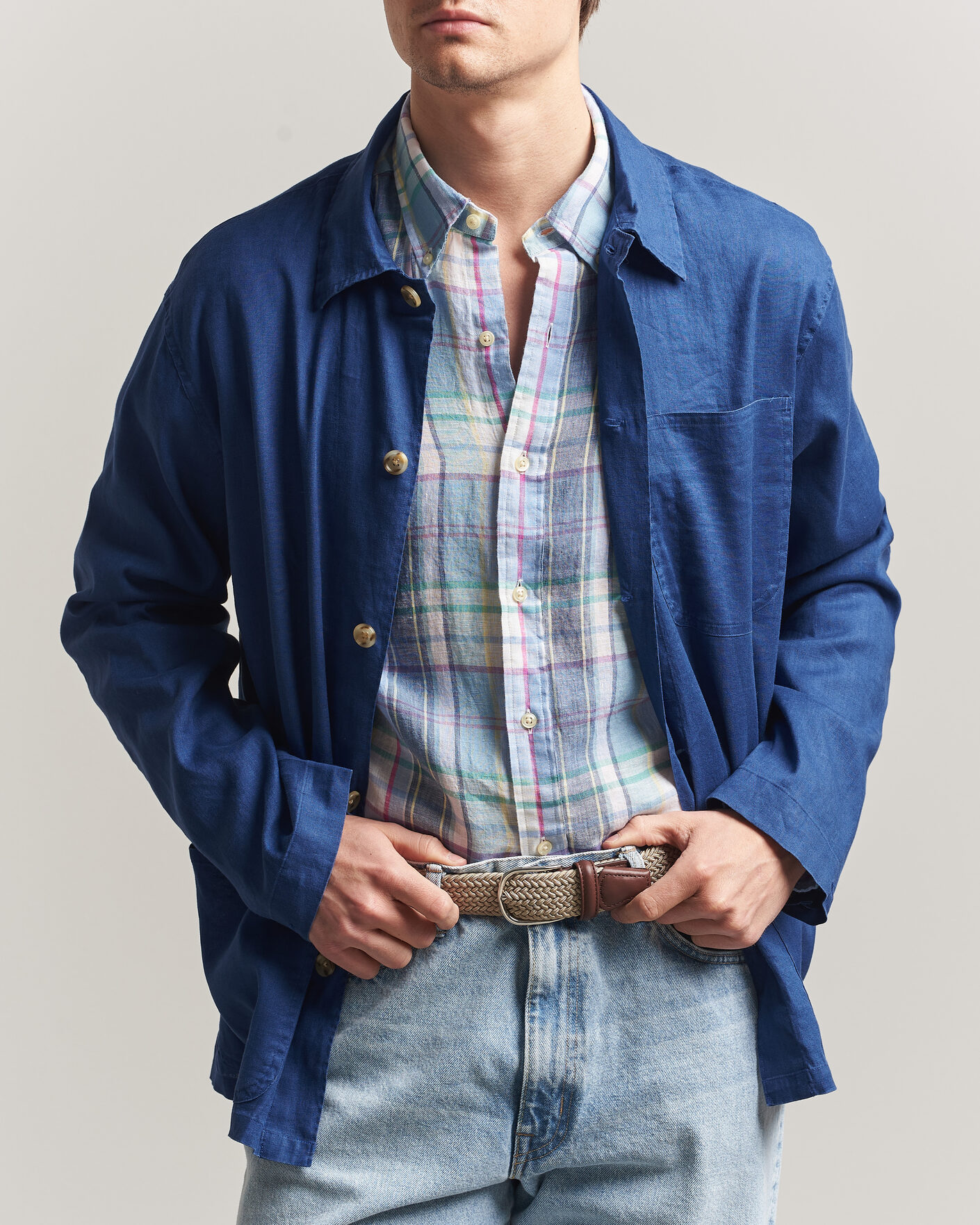 Men | Shirts | Polo Ralph Lauren | Stretch Linen Overshirt Annapolis Blue