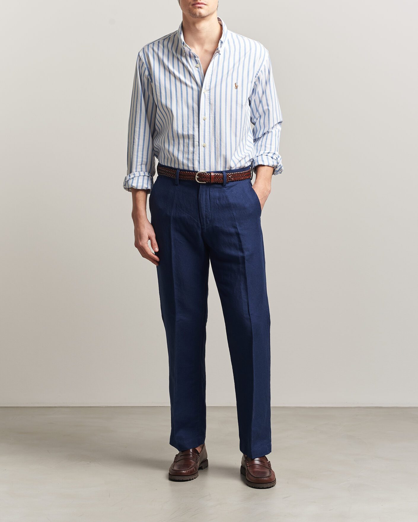 Men | Trousers | Polo Ralph Lauren | Cotton Linen Pants Newport Navy