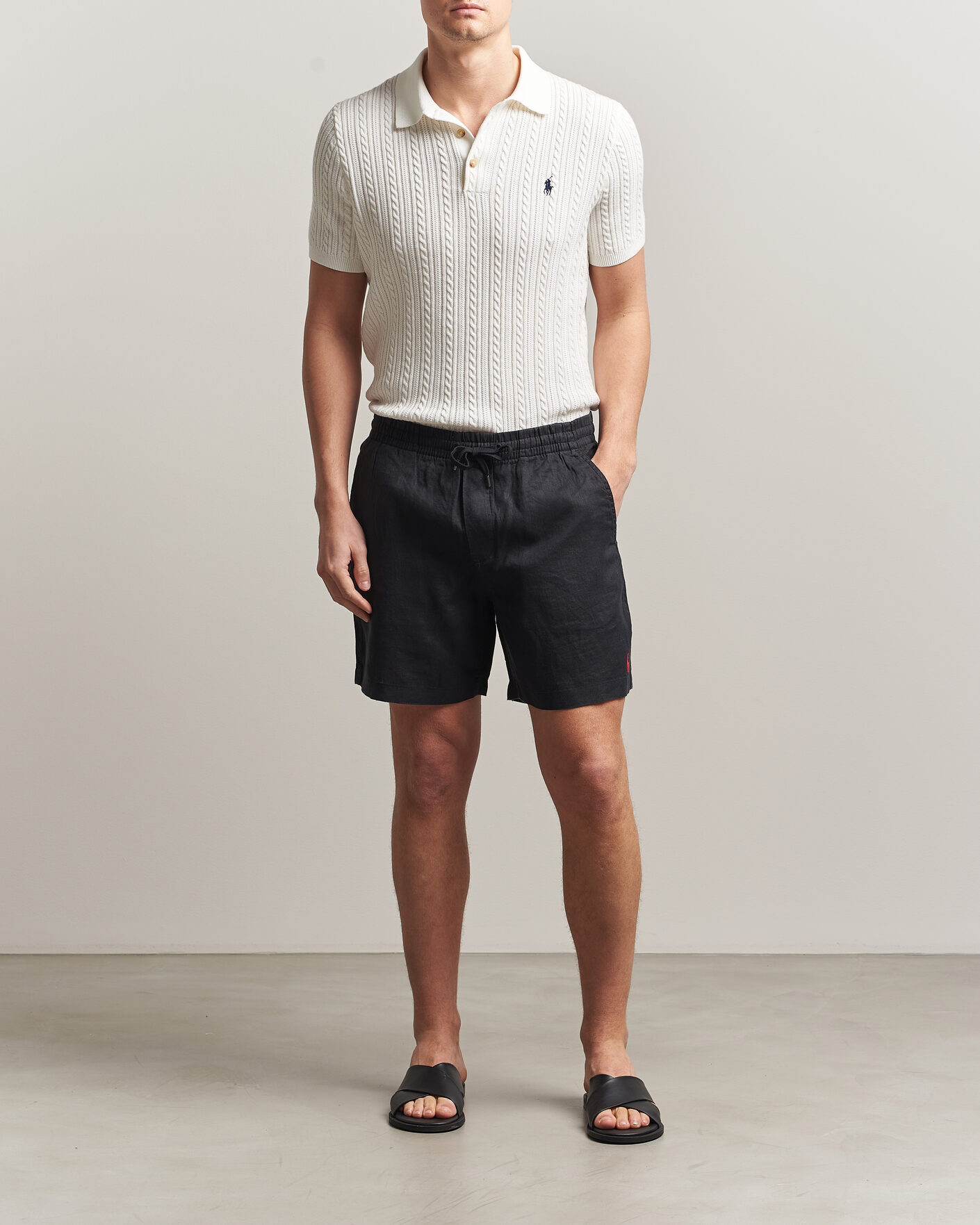 Polo Ralph Lauren Dyed Linen Shorts Polo Black at CareOfCarl.com