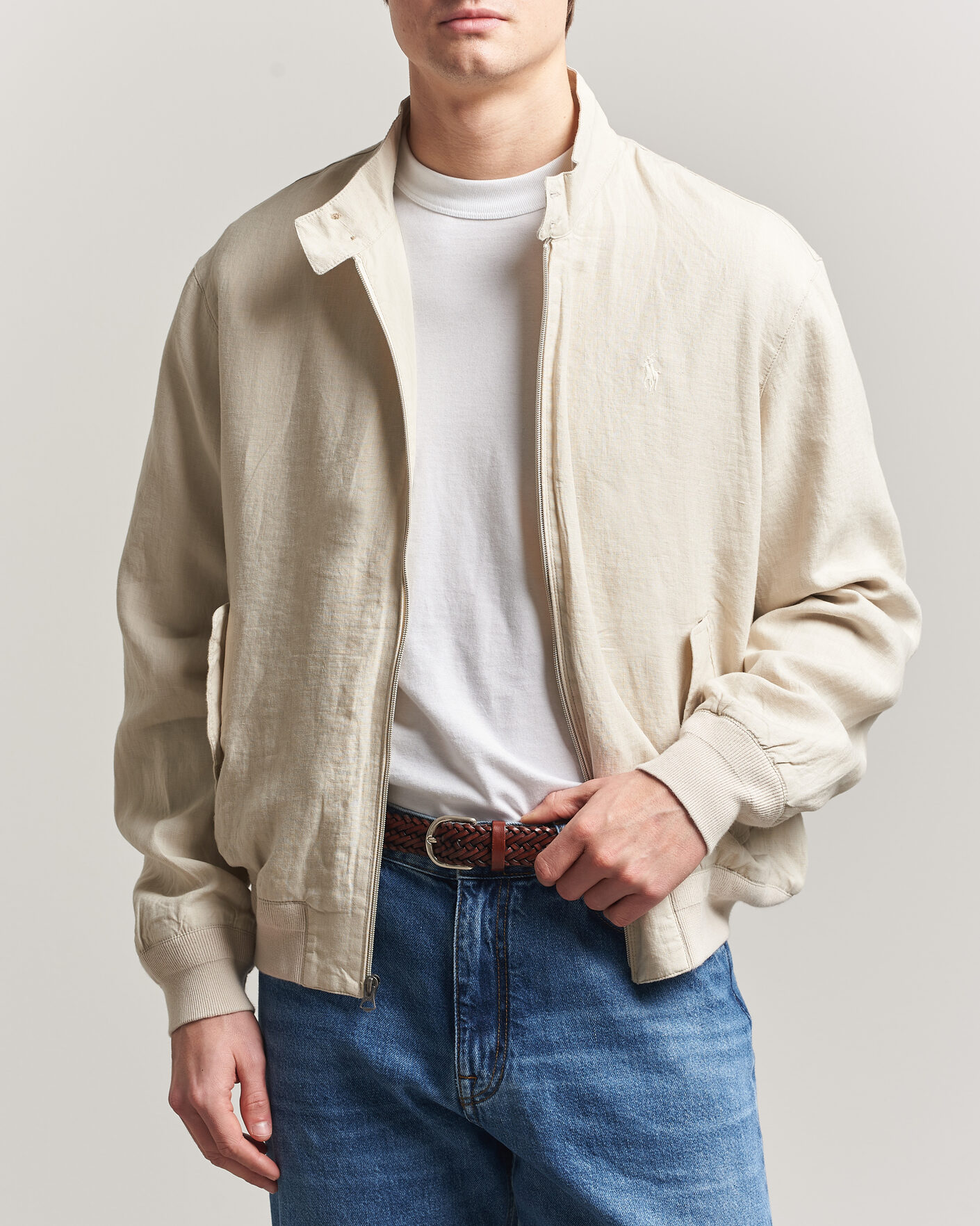 Men | Coats & Jackets | Polo Ralph Lauren | Linen Herringbone Windbreaker Basic Sand