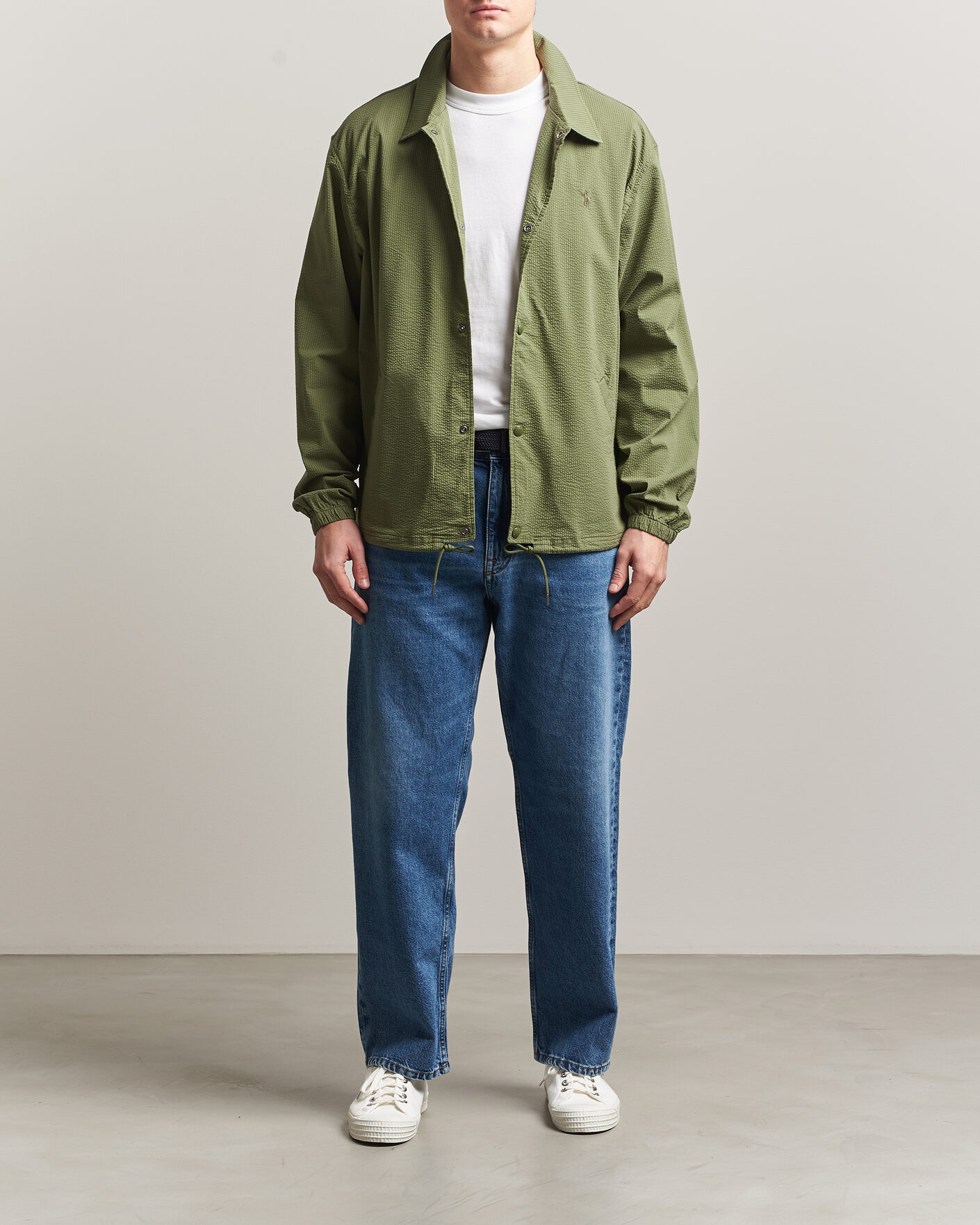 Polo Ralph Lauren Seersucker Windbreaker Jacket Supply Olive at