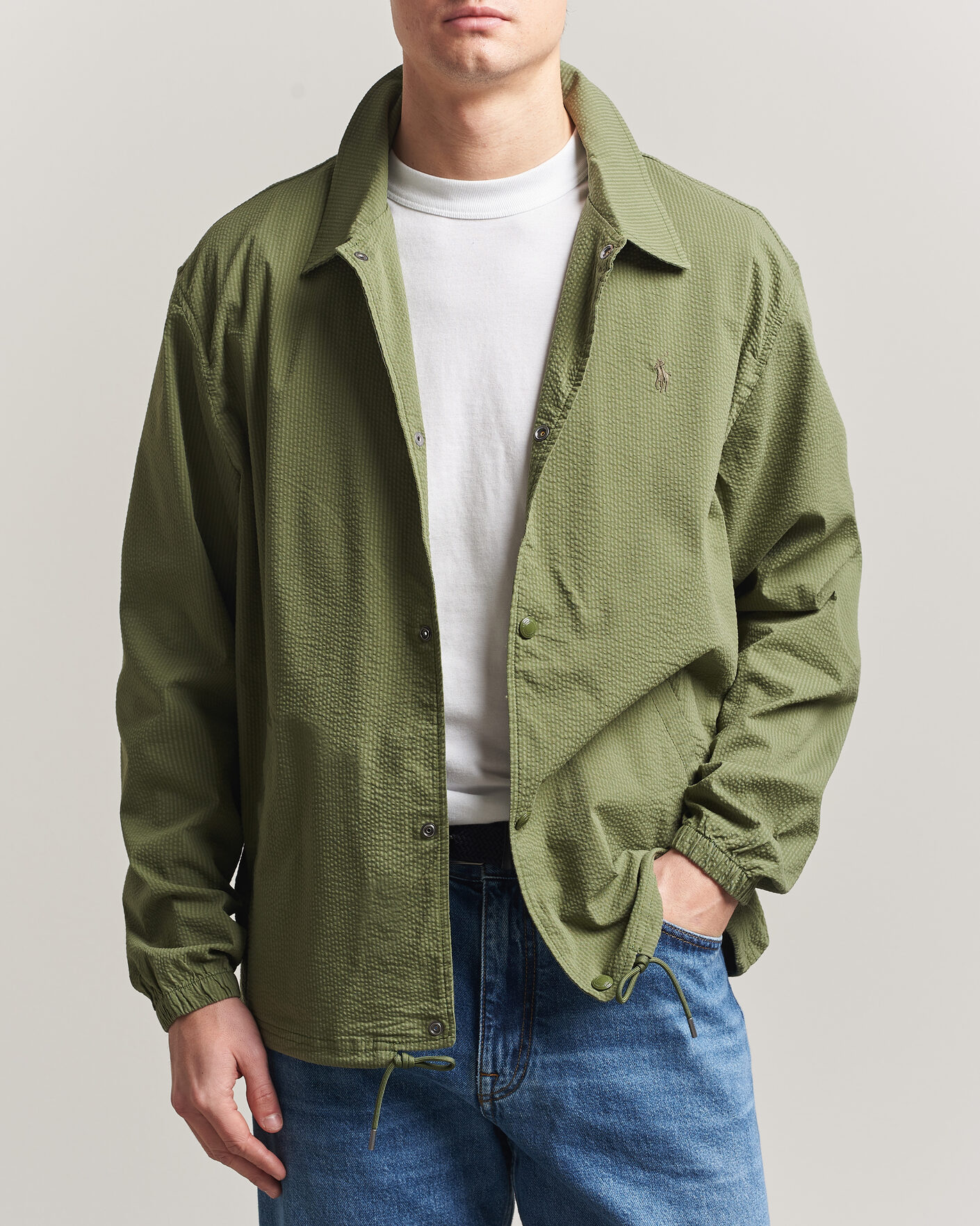 Polo Ralph Lauren Seersucker Windbreaker Jacket Supply Olive at