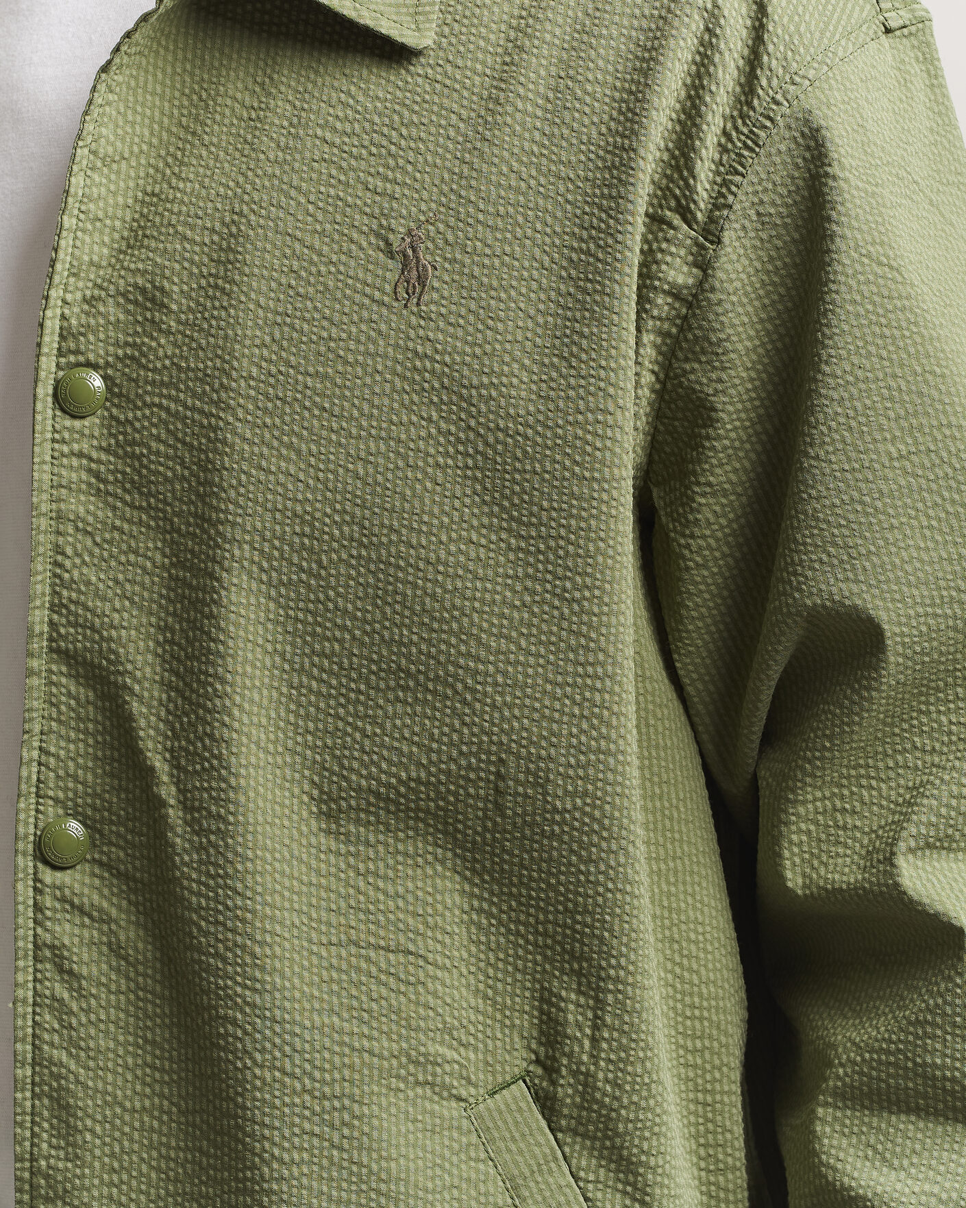 Men | Coats & Jackets | Polo Ralph Lauren | Seersucker Windbreaker Jacket Supply Olive