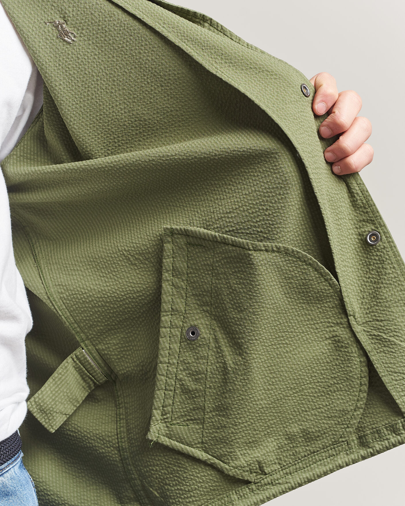Polo Ralph Lauren Seersucker Windbreaker Jacket Supply Olive at