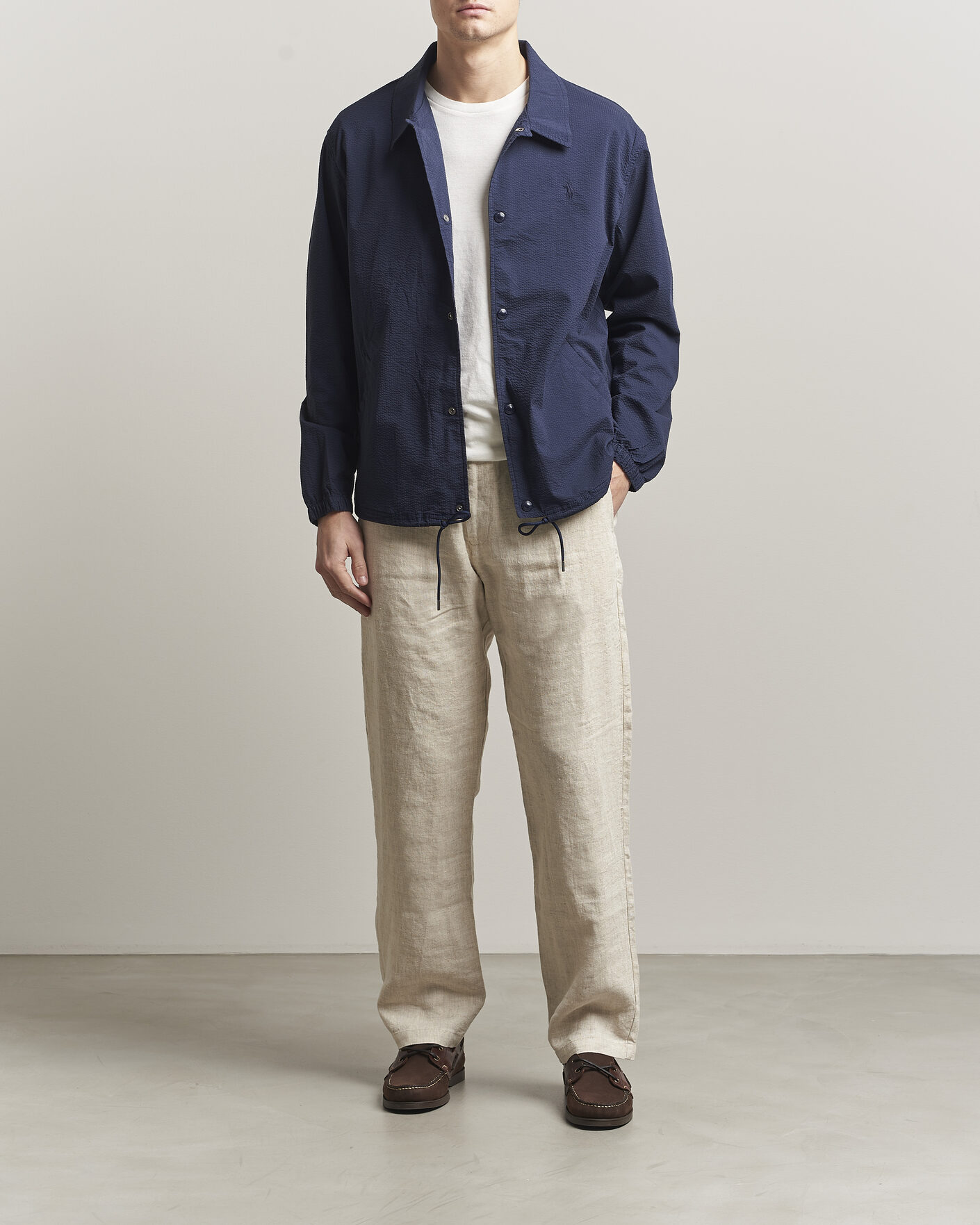 Men | Coats & Jackets | Polo Ralph Lauren | Seersucker Windbreaker Jacket Newport Navy