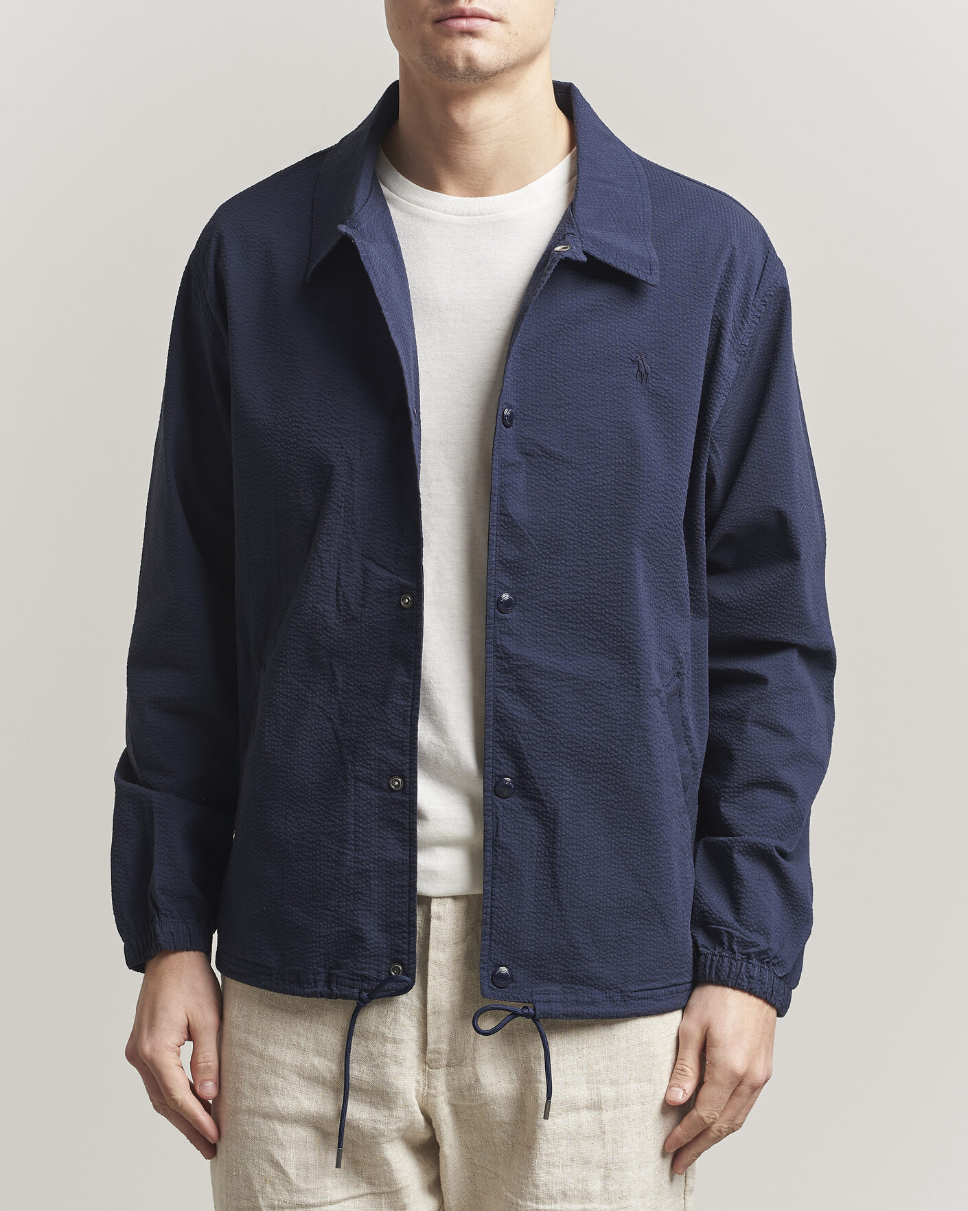 Men | Coats & Jackets | Polo Ralph Lauren | Seersucker Windbreaker Jacket Newport Navy