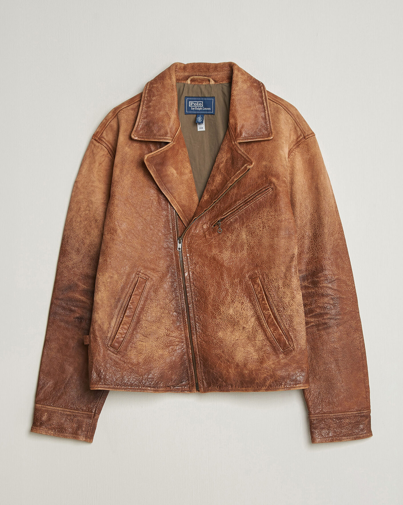 Men | Coats & Jackets | Polo Ralph Lauren | Cow Leather Moto Jacket Brown