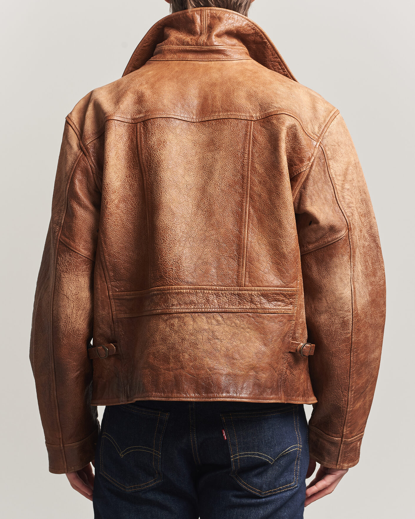 Polo Ralph Lauren Cow Leather Moto Jacket Brown at CareOfCarl.com