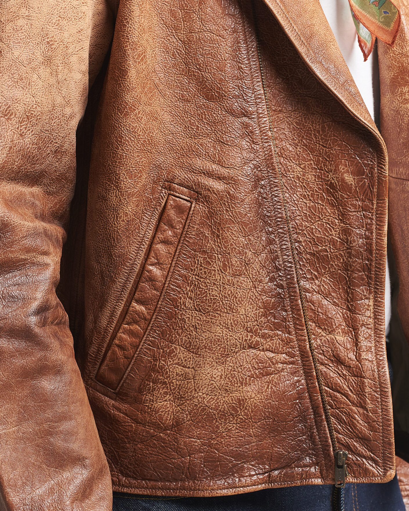 Polo Ralph Lauren Cow Leather Moto Jacket Brown at CareOfCarl.com