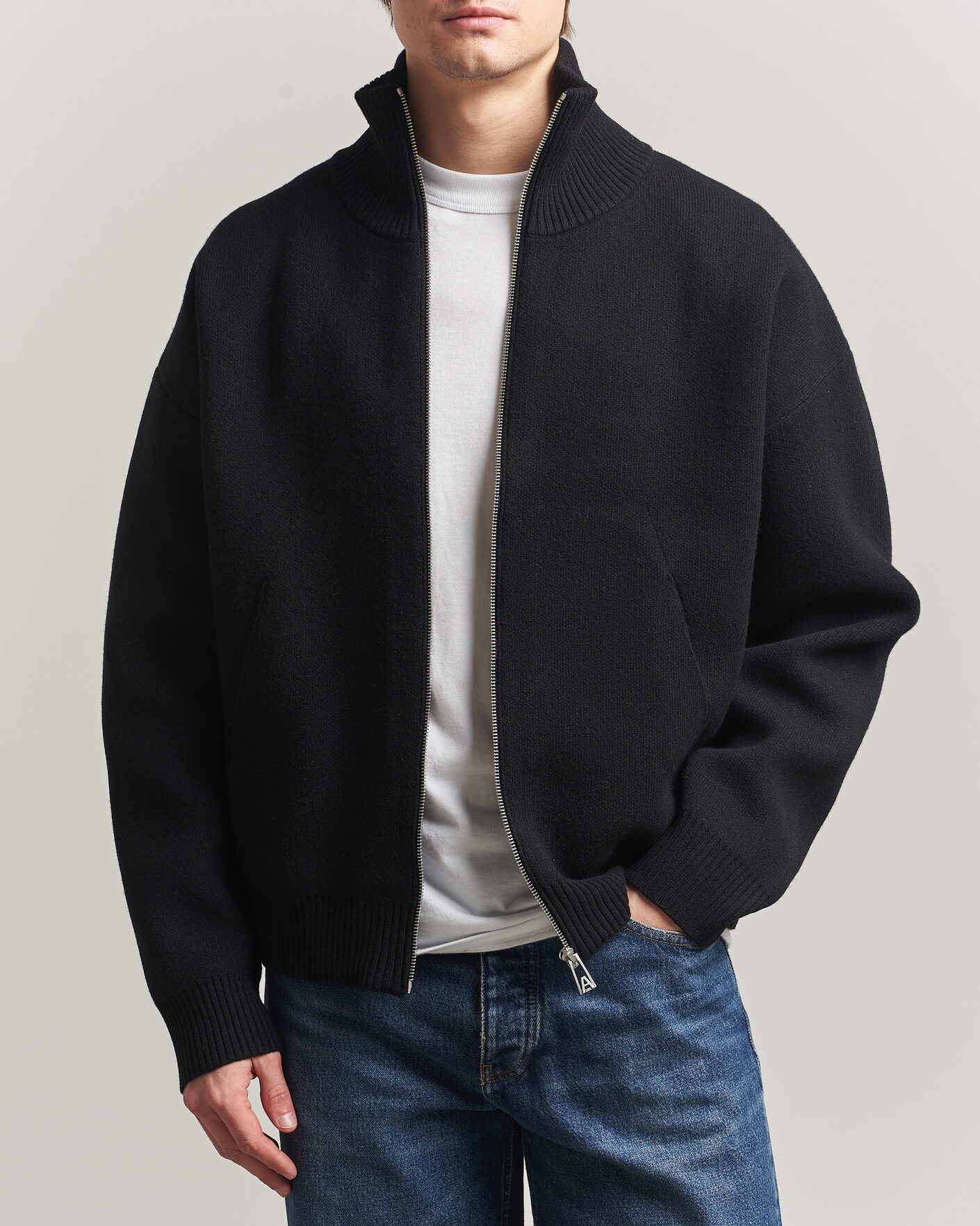 Axel Arigato Core Zip-Up Sweater Black at CareOfCarl.com