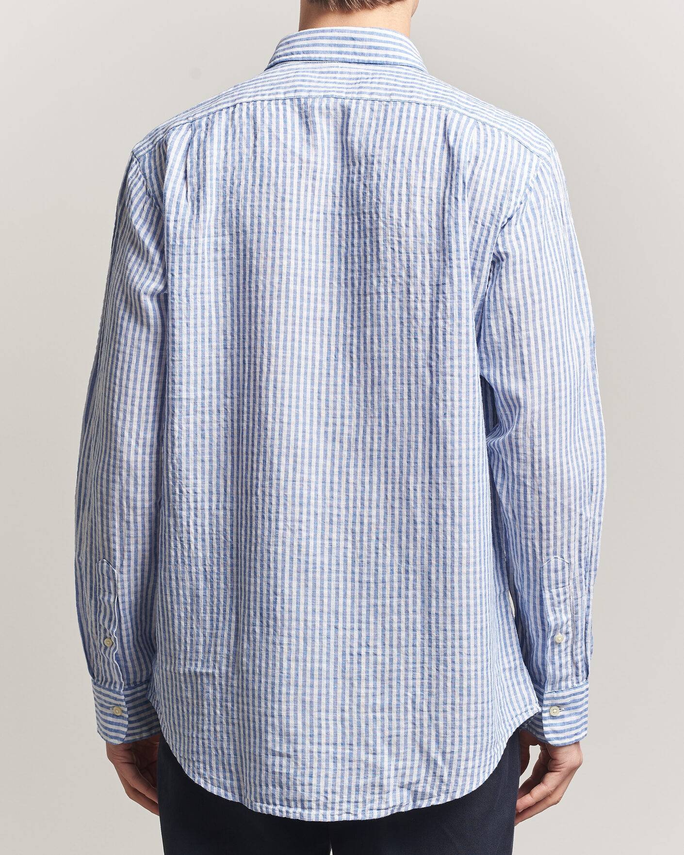 Men | Shirts | Polo Ralph Lauren | Cotton/Linen Seersucker Shirt Blue/White