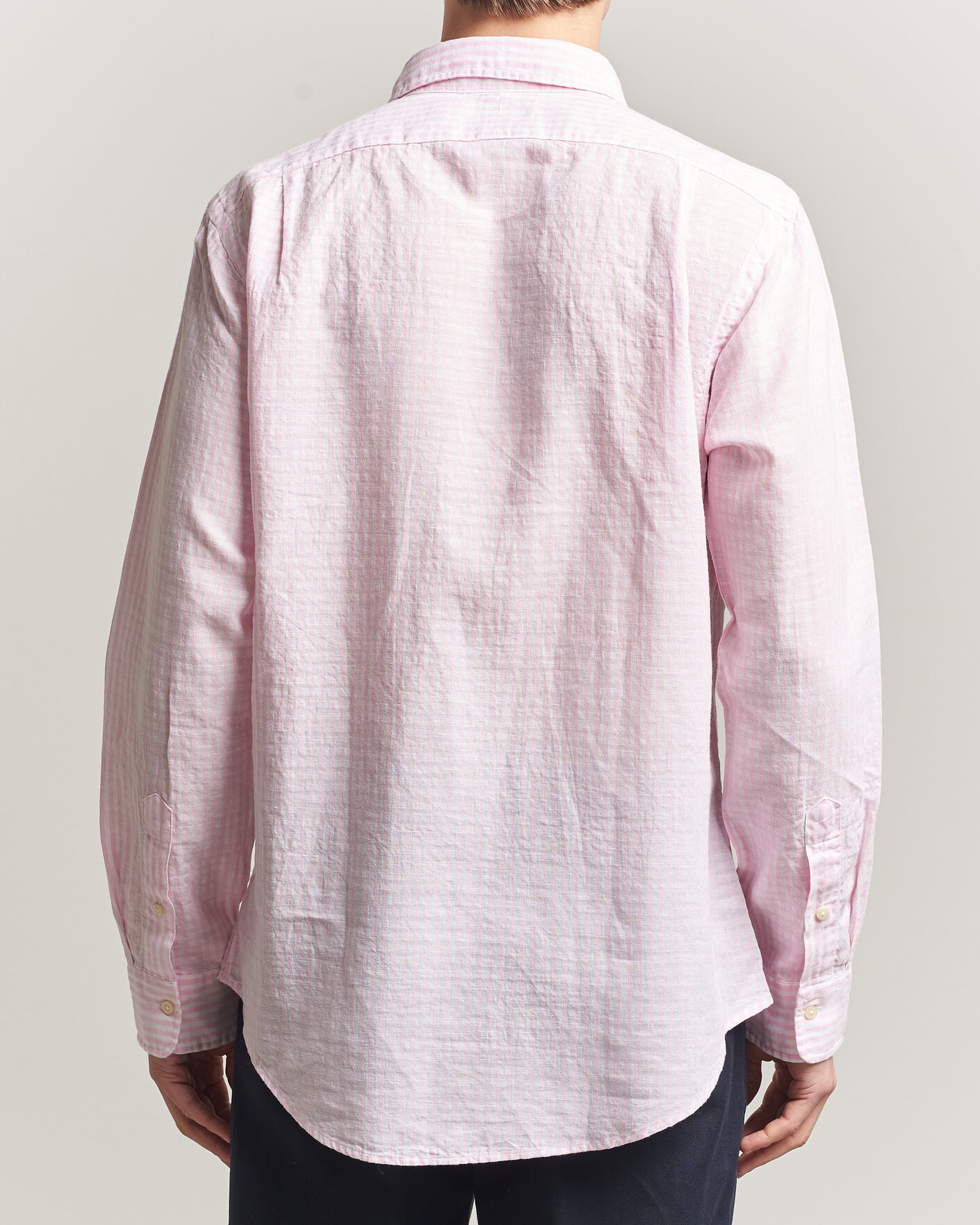 Men | Shirts | Polo Ralph Lauren | Cotton/Linen Seersucker Shirt Pink/White