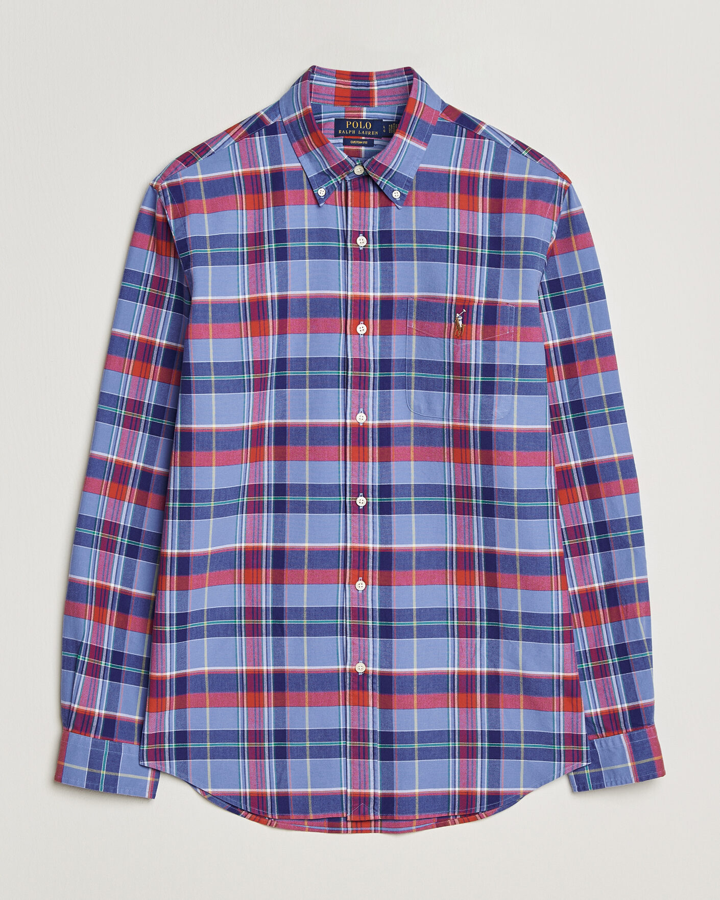 Men | Shirts | Polo Ralph Lauren | Custom Fit Check Oxford Shirt Blue Multi
