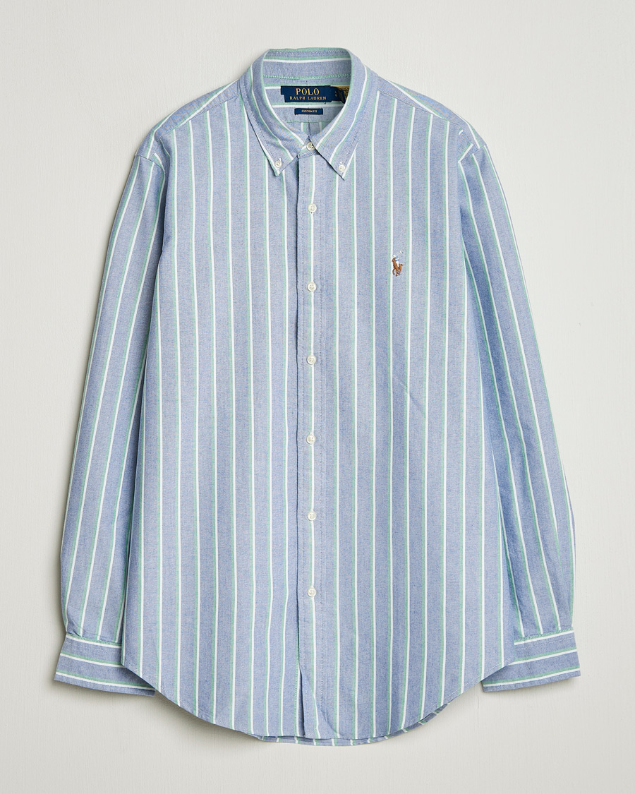Men | Shirts | Polo Ralph Lauren | Custom Fit Striped Oxford Shirt Navy/Green/Multi