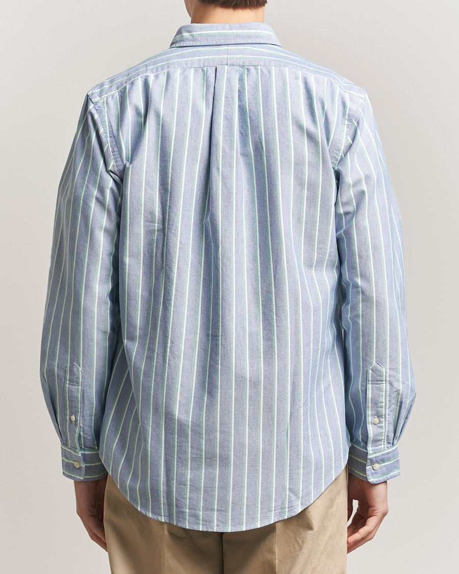 Men | Shirts | Polo Ralph Lauren | Custom Fit Striped Oxford Shirt Navy/Green/Multi