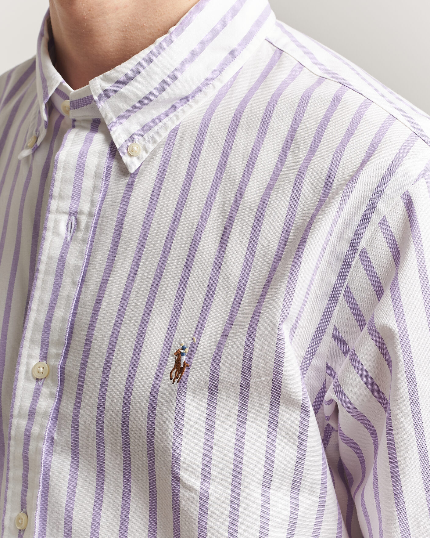 Men | Shirts | Polo Ralph Lauren | Custom Fit Striped Oxford Shirt Purple