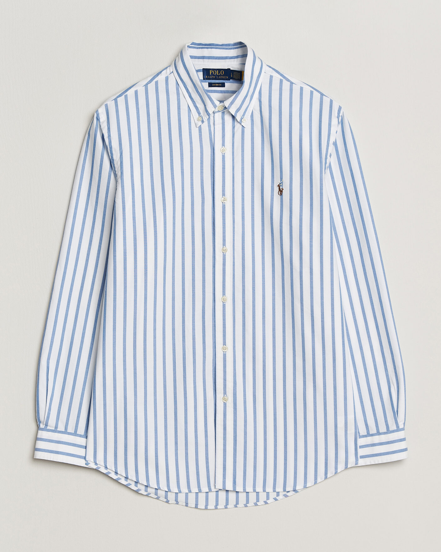 Men | Shirts | Polo Ralph Lauren | Custom Fit Striped Oxford Shirt Blue
