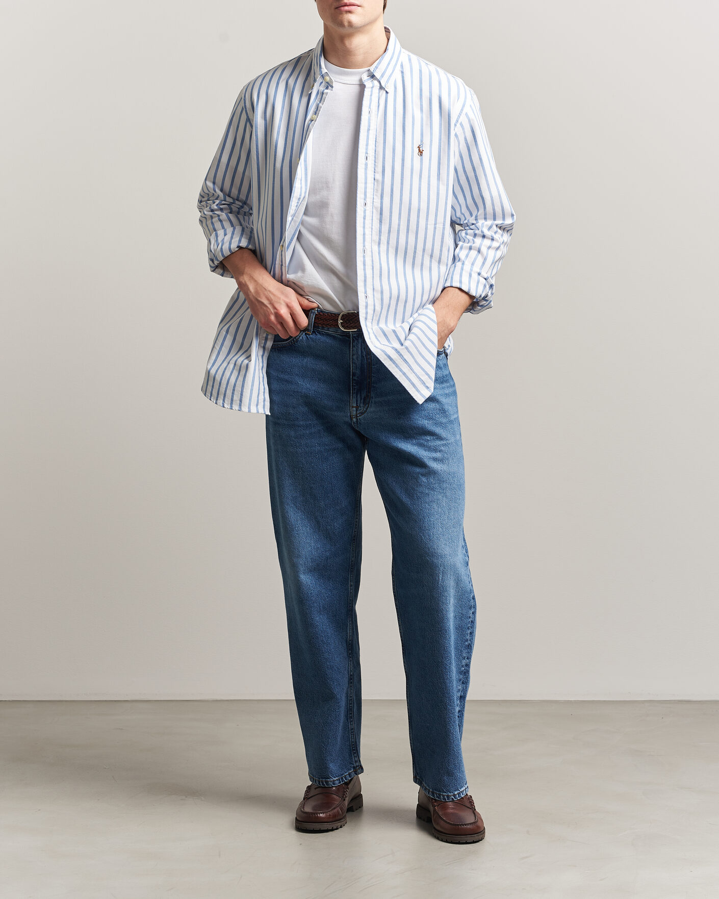 Men | Shirts | Polo Ralph Lauren | Custom Fit Striped Oxford Shirt Blue