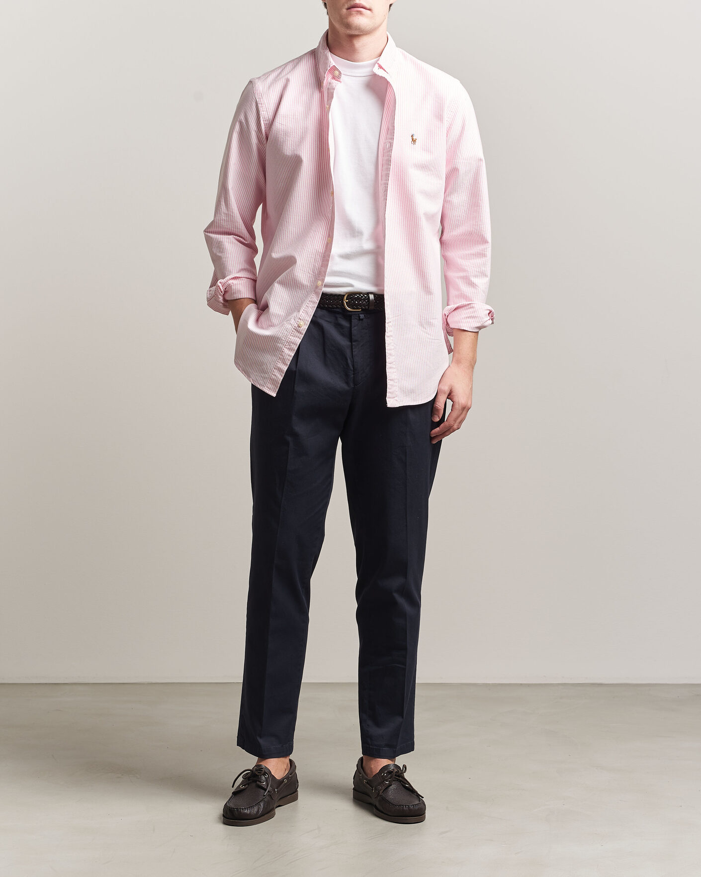 Men | Shirts | Polo Ralph Lauren | Custom Fit Micro Striped Oxford Shirt Pink