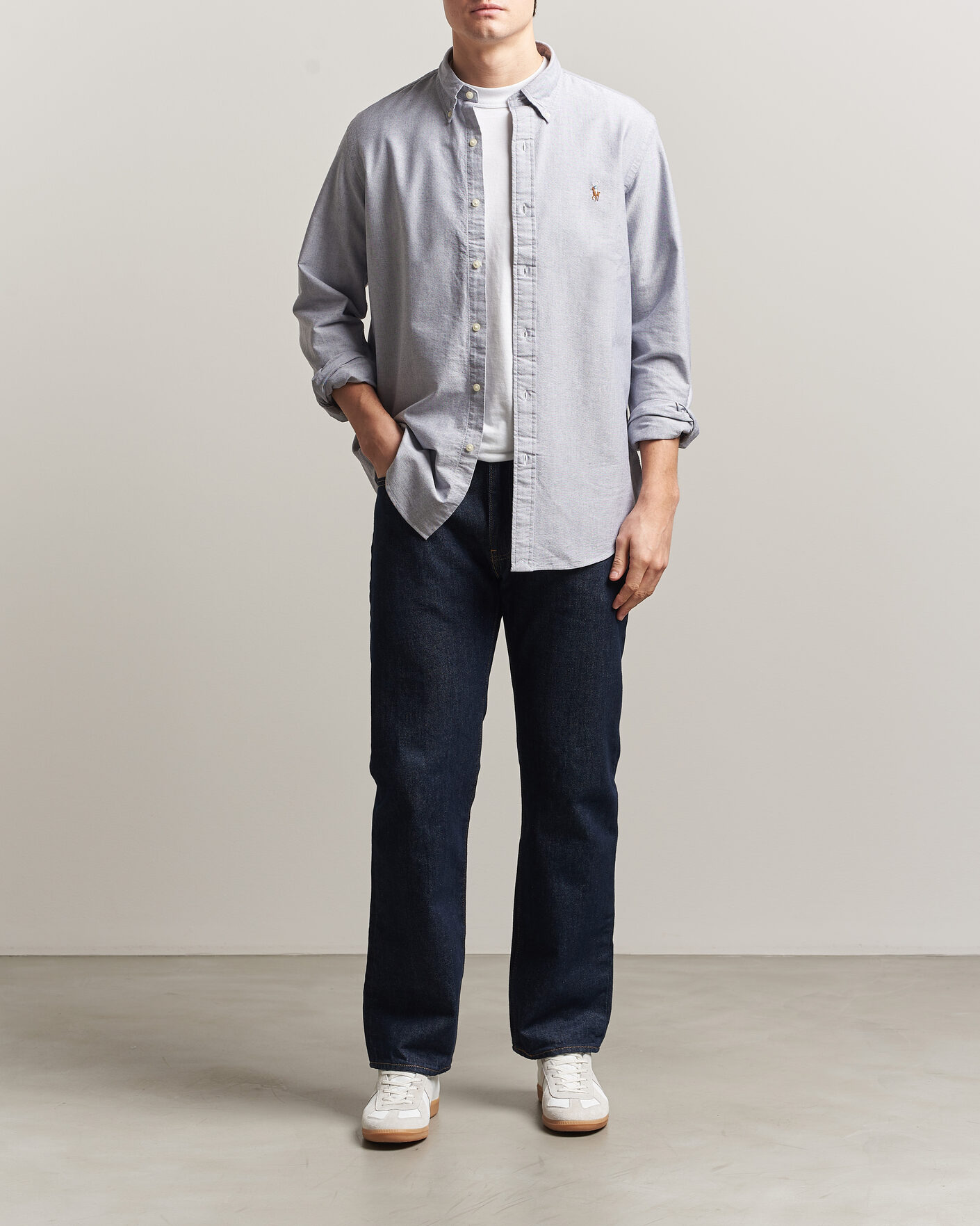 Men | Shirts | Polo Ralph Lauren | Custom Fit Oxford Shirt Navy