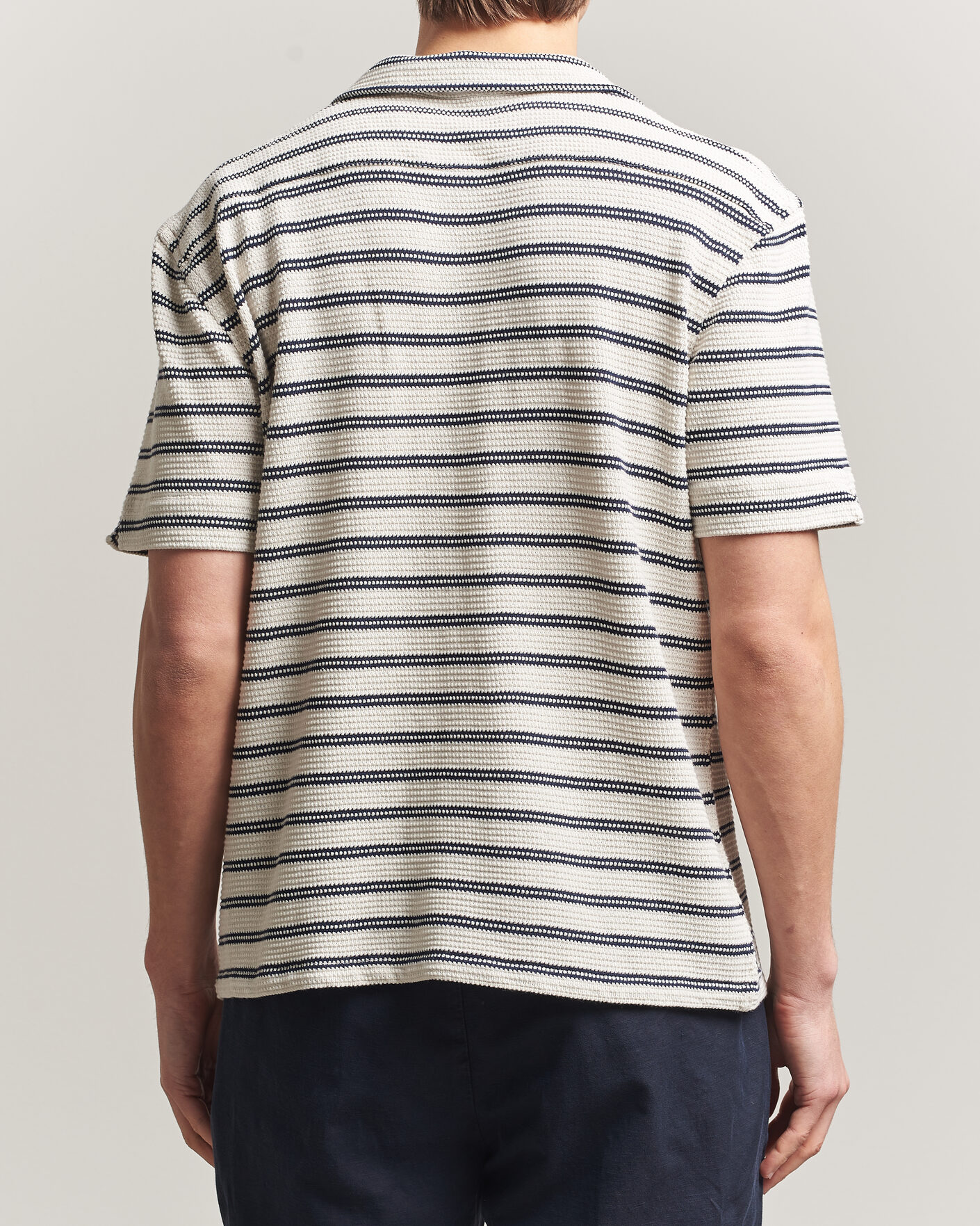 Men | Shirts | Polo Ralph Lauren | Knitted Camp Shirt Pale Cream/Newport Navy