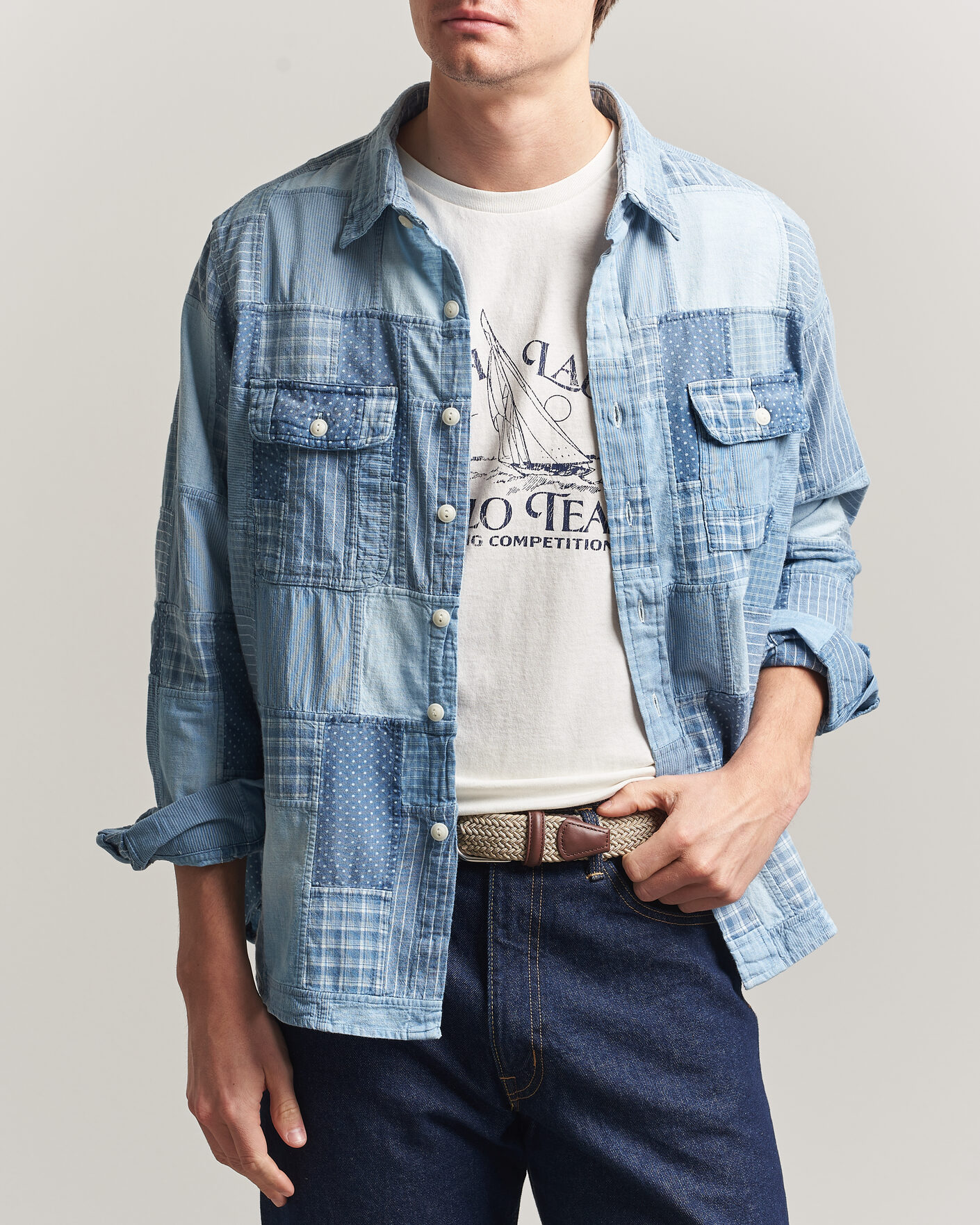 Men | Shirts | Polo Ralph Lauren | Indigo Patchwork Shirt Blue