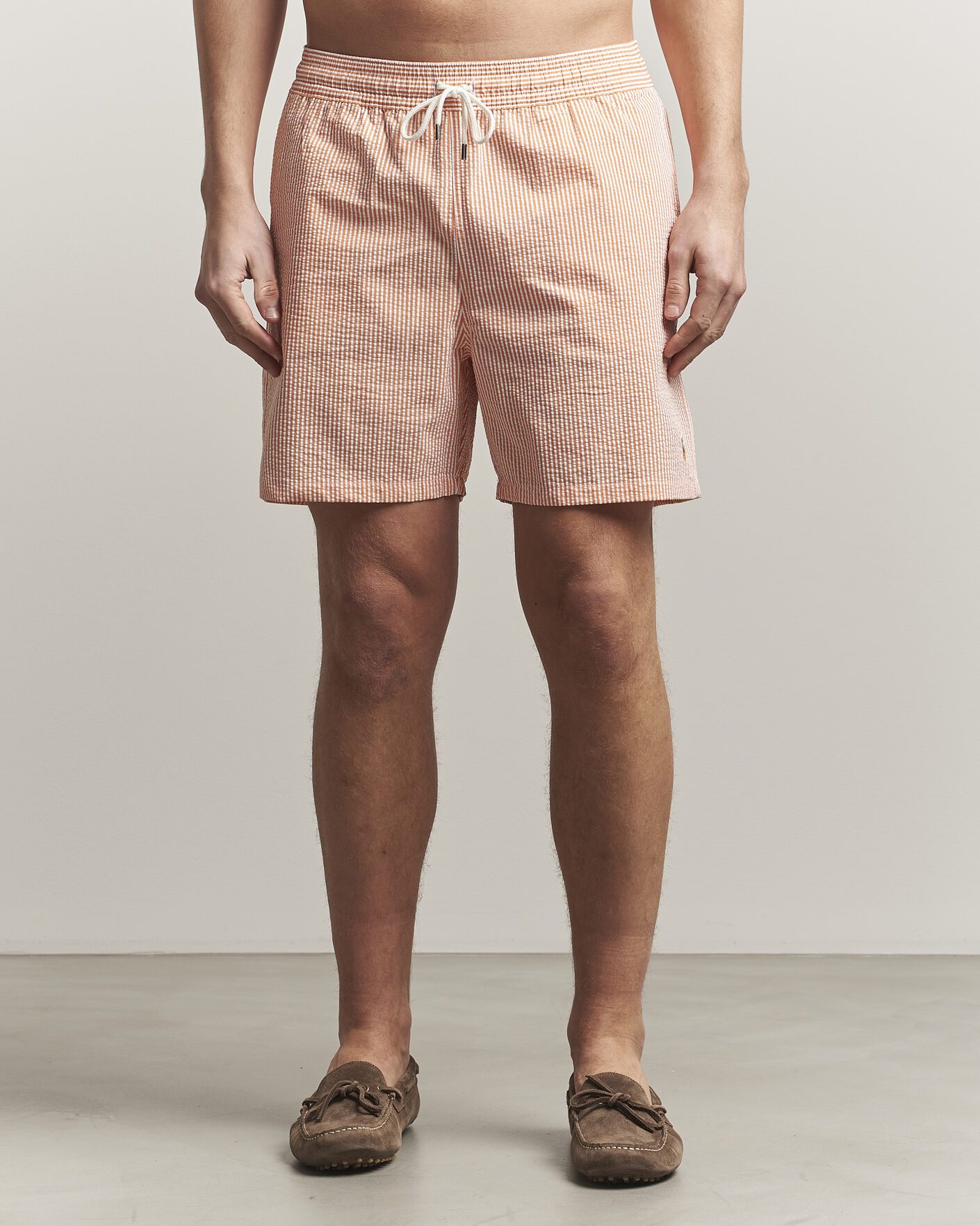 Men | Swimwear | Polo Ralph Lauren | Traveler Mid Trunk Seersucker Peach