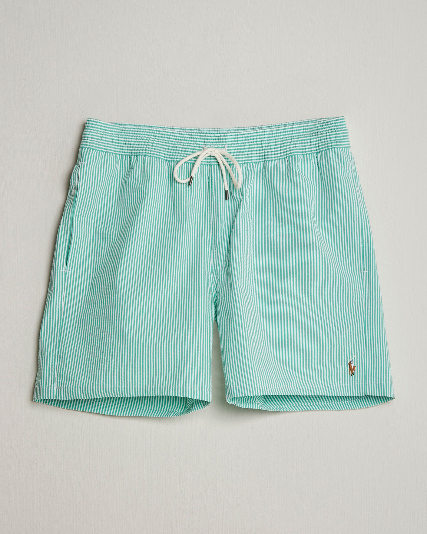 Men | Swimwear | Polo Ralph Lauren | Traveler Mid Trunk Seersucker Green