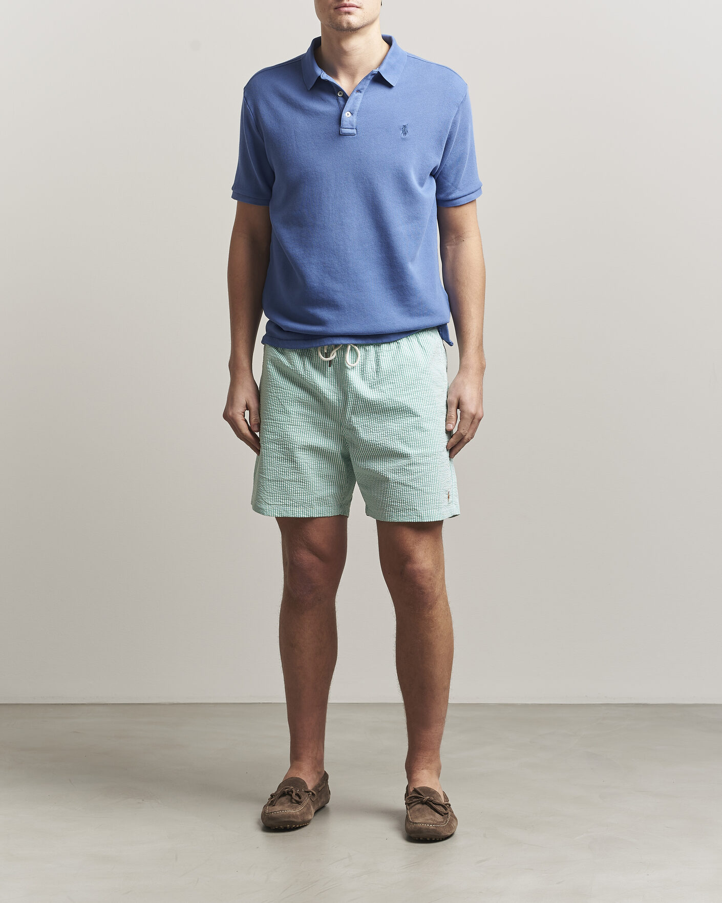Men | Swimwear | Polo Ralph Lauren | Traveler Mid Trunk Seersucker Green