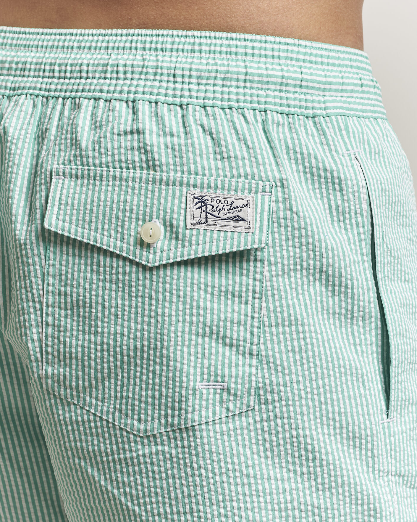 Men | Swimwear | Polo Ralph Lauren | Traveler Mid Trunk Seersucker Green