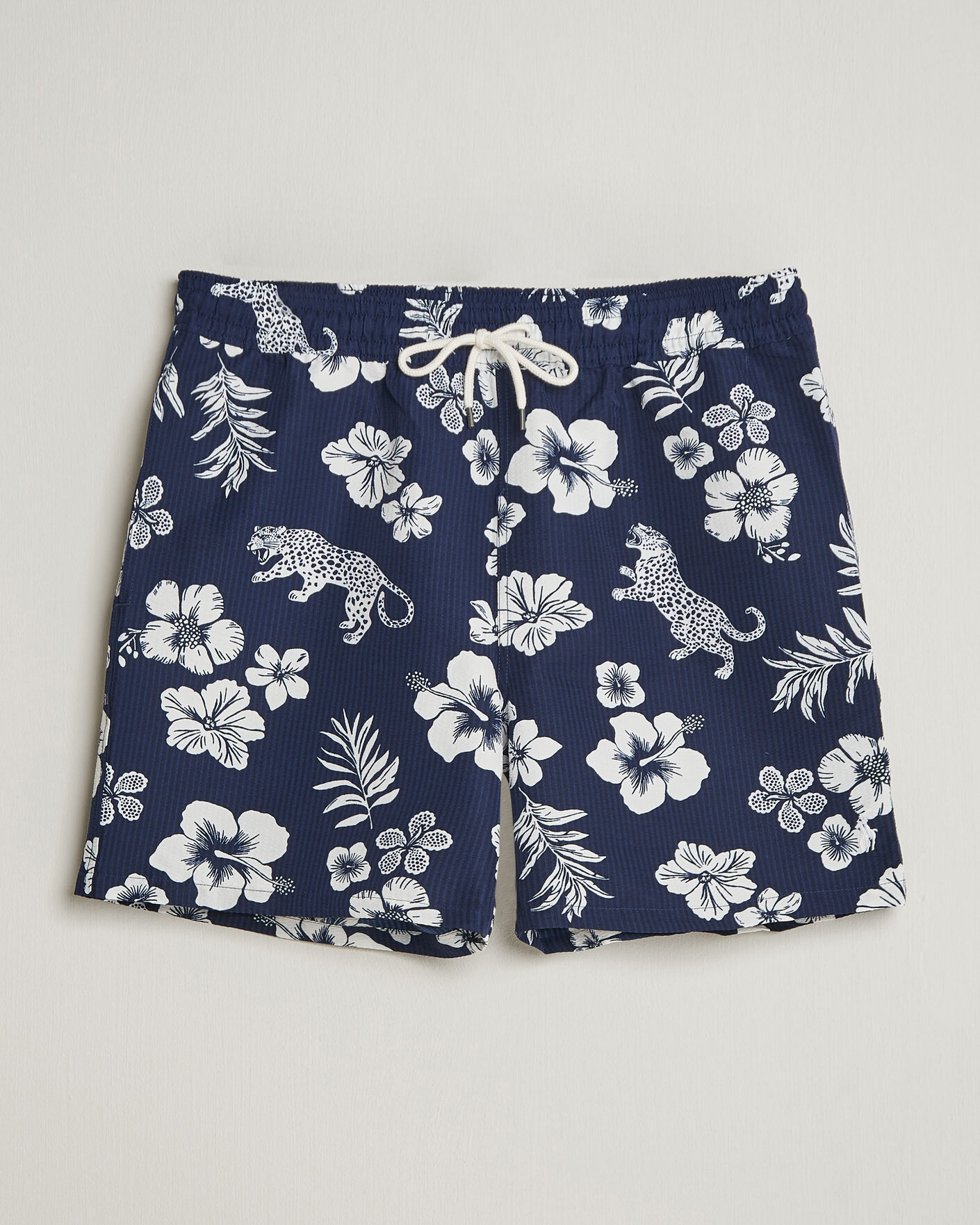 Men | Swimwear | Polo Ralph Lauren | Traveler Mid Trunk Seersucker Jaguar Tropical