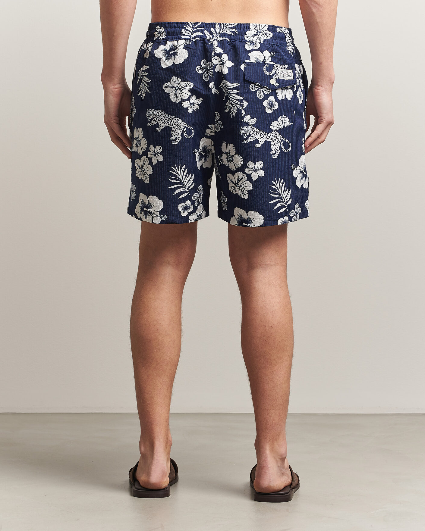 Men | Swimwear | Polo Ralph Lauren | Traveler Mid Trunk Seersucker Jaguar Tropical