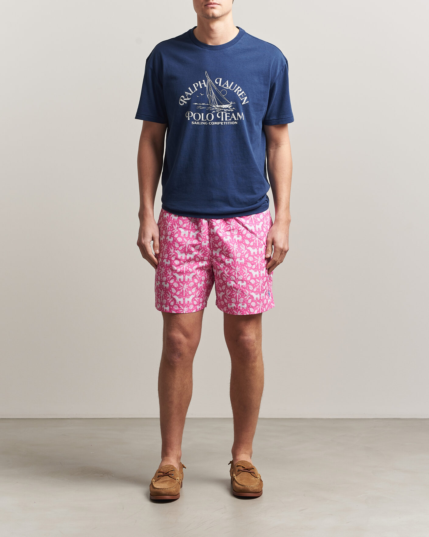 Men | Polo Ralph Lauren Traveler Print Mid Trunk Pink | Polo Ralph Lauren | Traveler Print Mid Trunk Pink