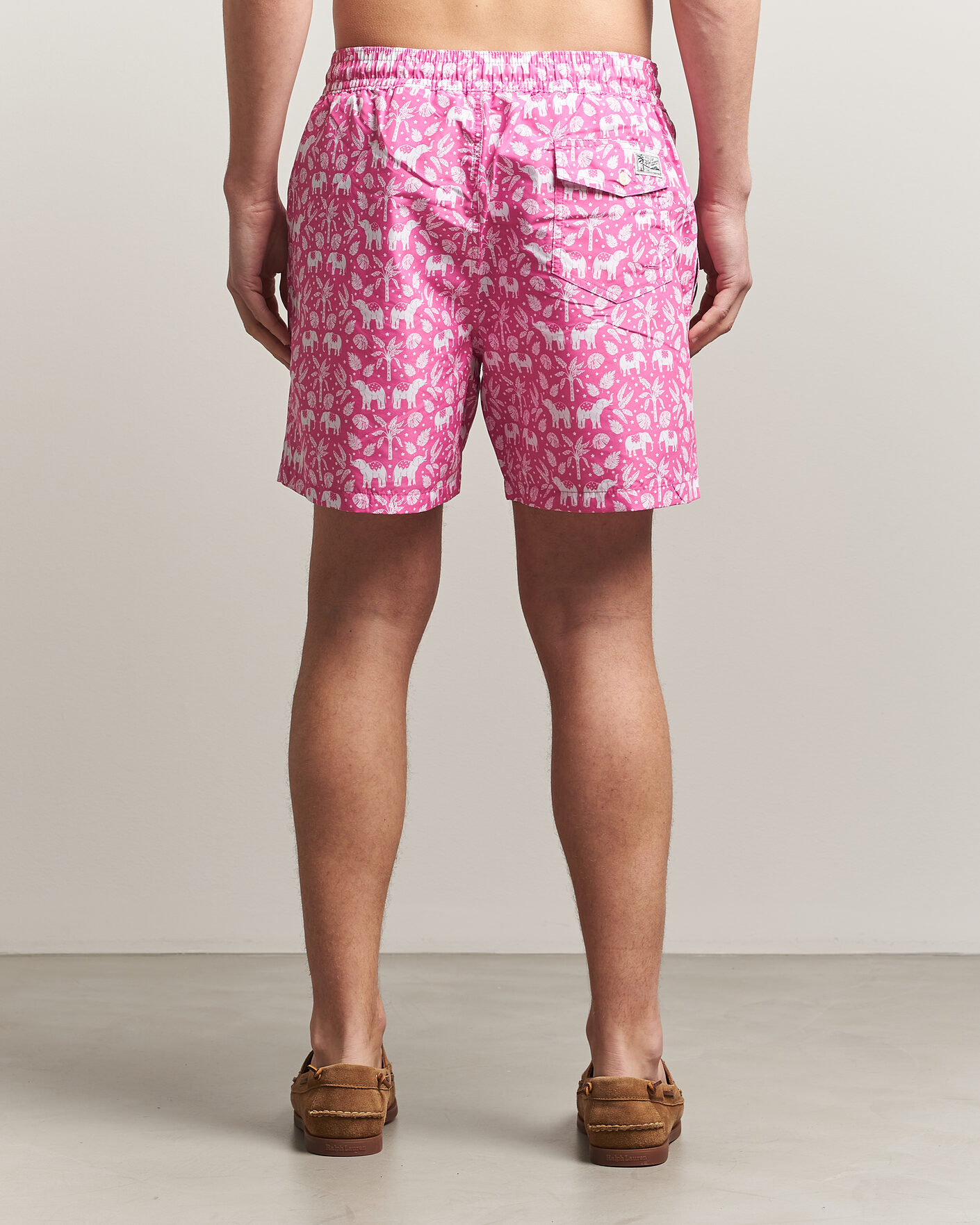 Men | Swimwear | Polo Ralph Lauren | Traveler Print Mid Trunk Pink