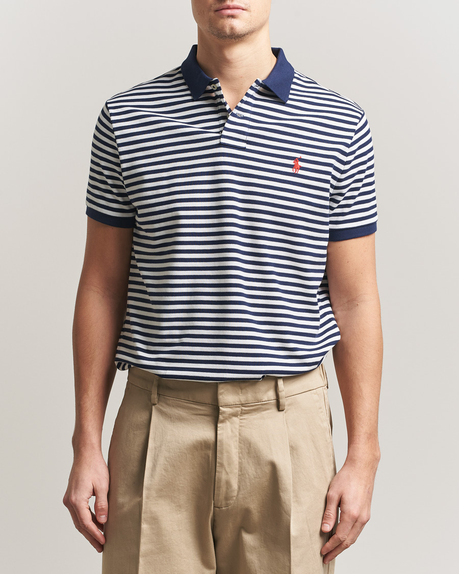 Men | Polo Shirts | Polo Ralph Lauren | Custom Slim Fit Striped Polo Navy/White