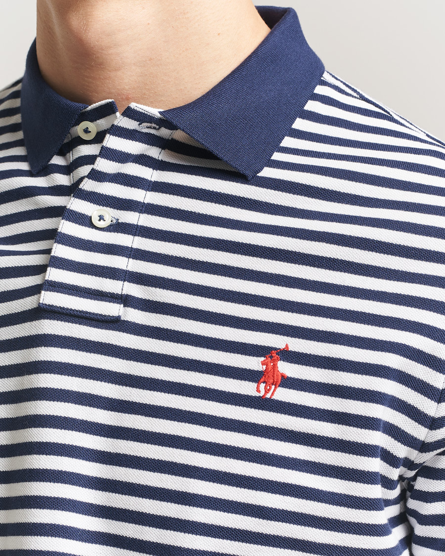 Men | Polo Shirts | Polo Ralph Lauren | Custom Slim Fit Striped Polo Navy/White