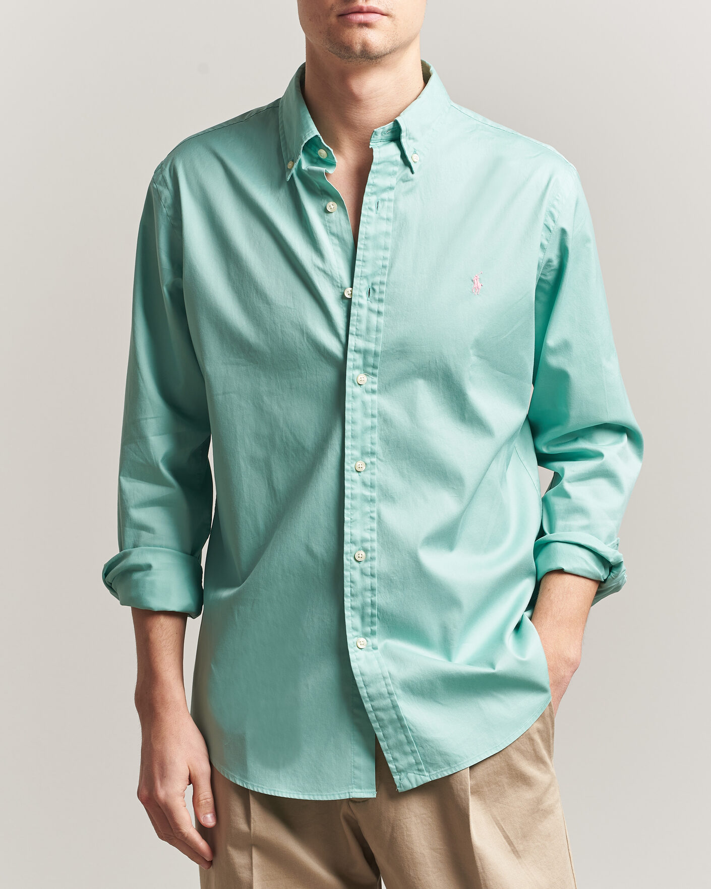 Men | Shirts | Polo Ralph Lauren | Custom Fit Garment Twill Shirt Celadon