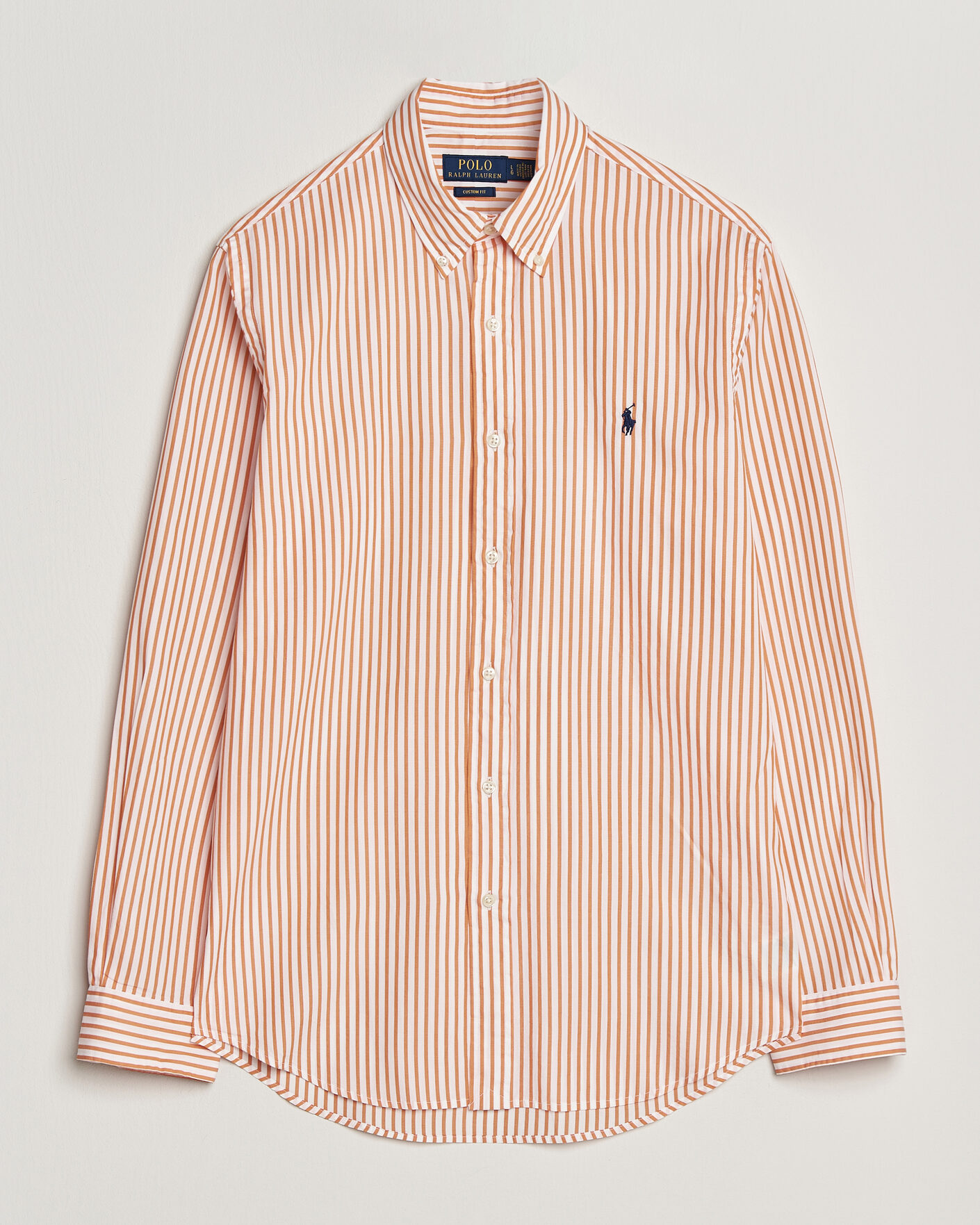 Men | Shirts | Polo Ralph Lauren | Custom Fit Poplin Striped Shirt Kona Orange