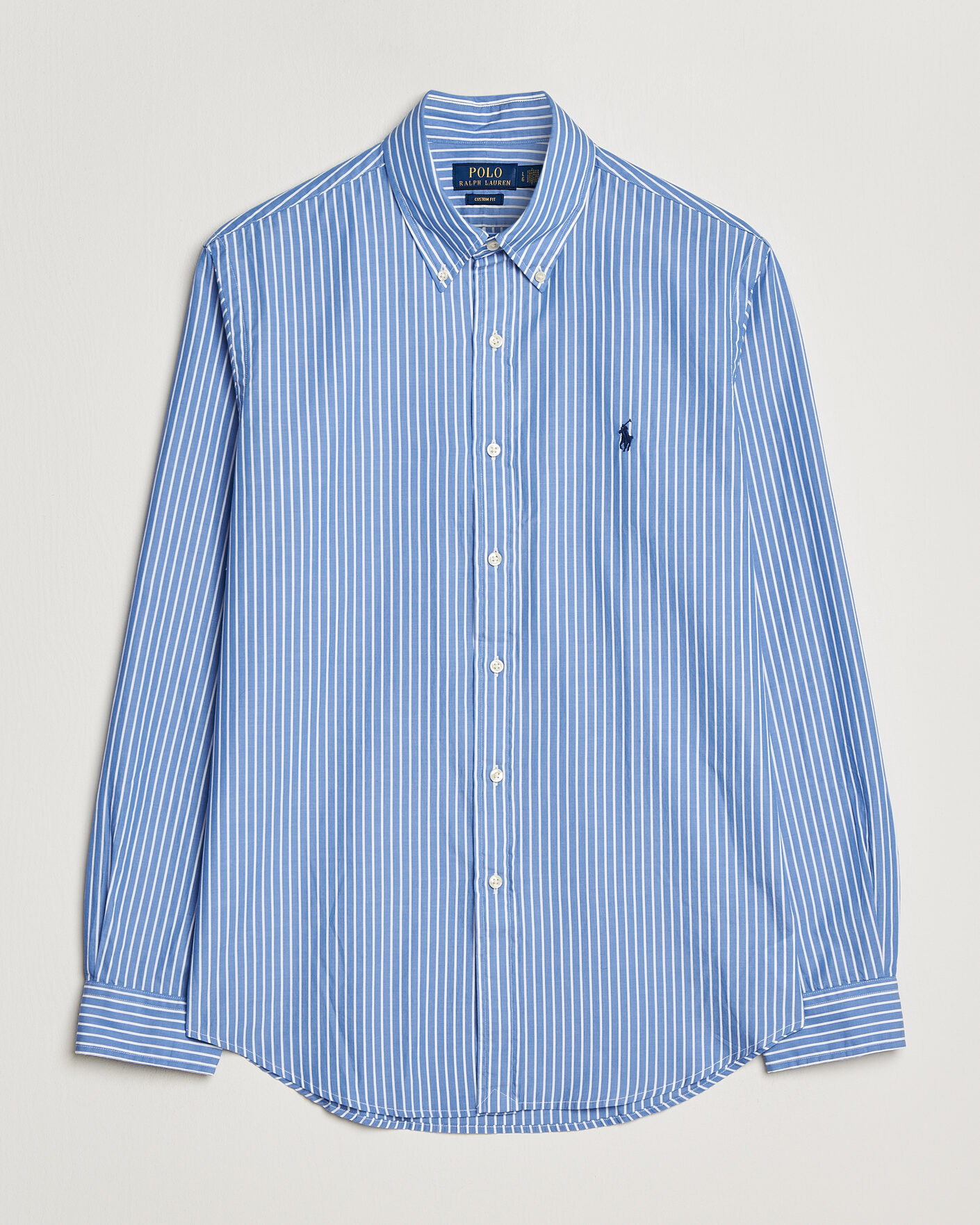 Men | Shirts | Polo Ralph Lauren | Custom Fit Poplin Striped Shirt Medium Blue