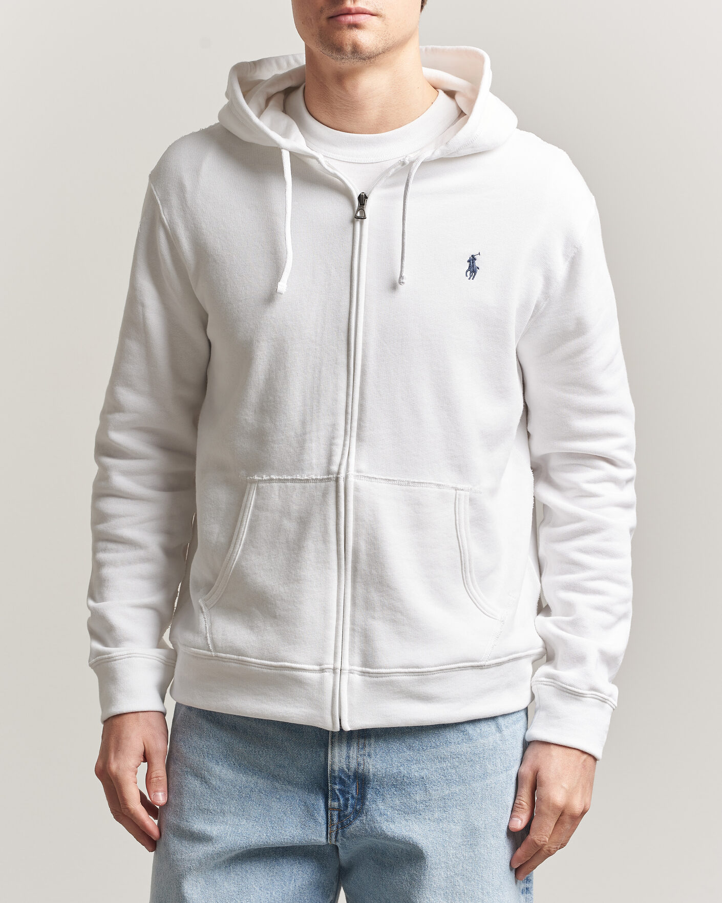 Polo Ralph Lauren Island Terry Full Zip Hoodie White at CareOfCarl.com