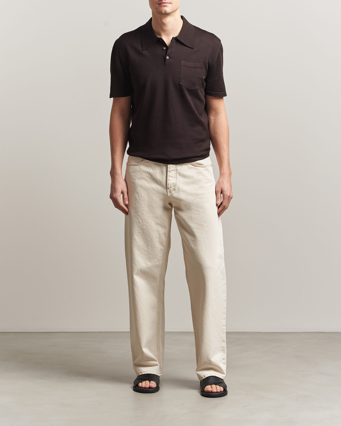 A.P.C. Colin Knitted Polo Brown at CareOfCarl.com