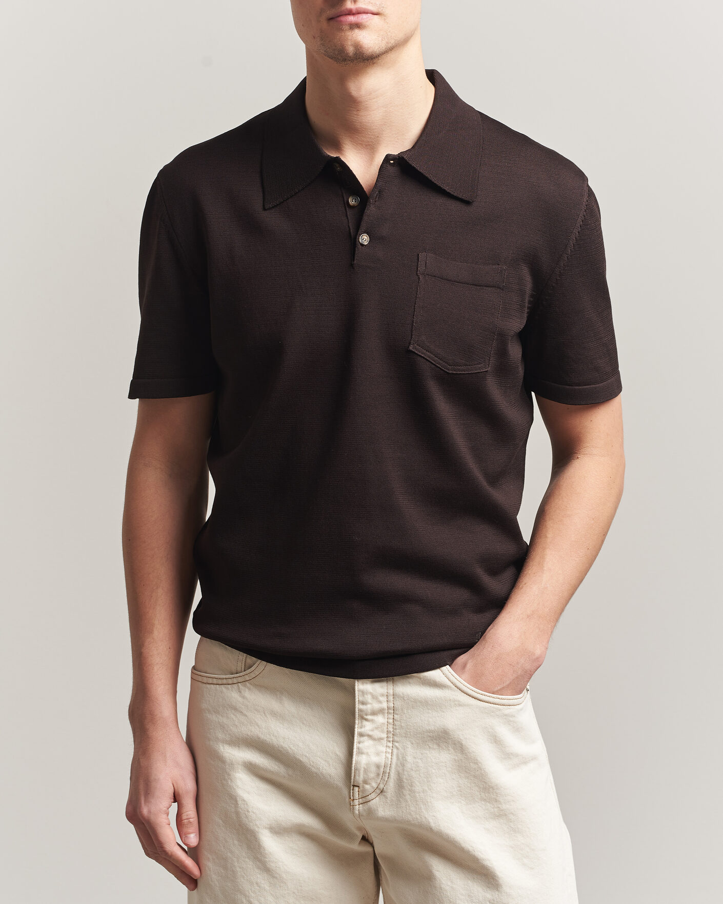 A.P.C. Colin Knitted Polo Brown at CareOfCarl.com