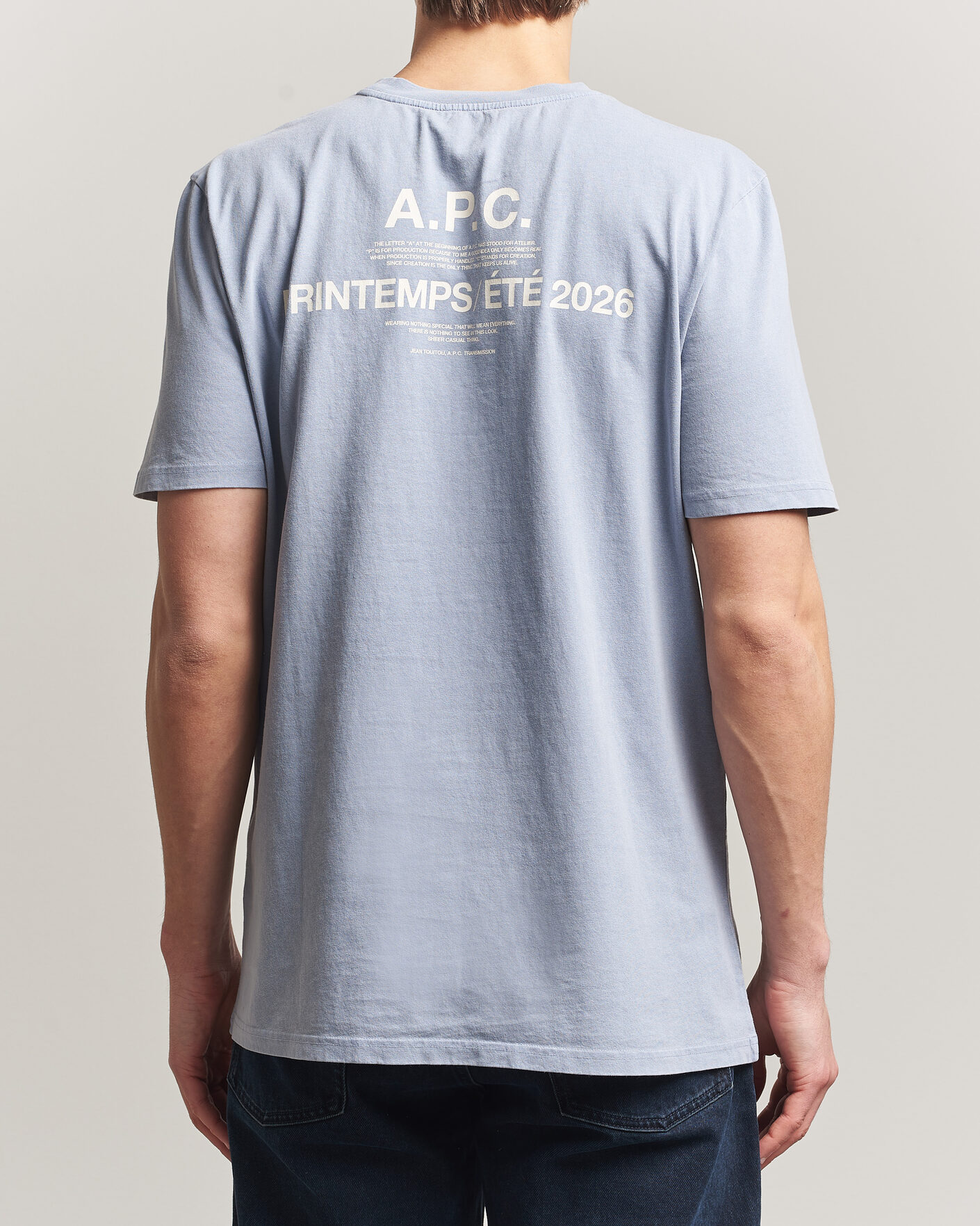 Men | T-Shirts | A.P.C. | Printed Crew Neck T-Shirt Light Blue