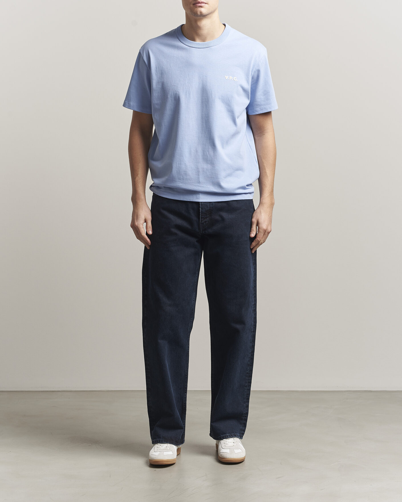 Men | T-Shirts | A.P.C. | Boxy Fit Petit VPC T-Shirt Light Blue
