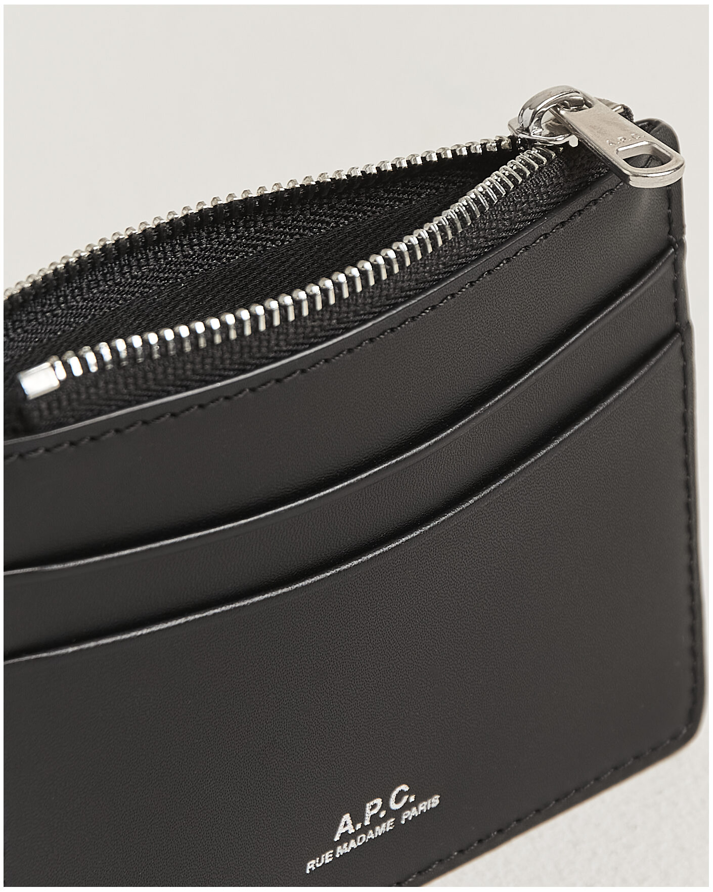 Men | Wallets | A.P.C. | Zip Calf Leather Card Holder Black