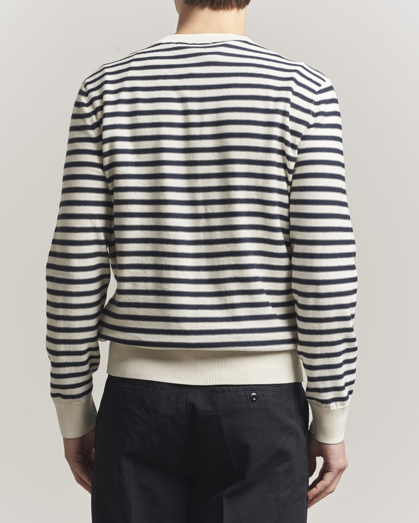 Men | Sweaters & Knitwear | A.P.C. | Paul Striped Knitted Sweater Ecru/Dark Navy