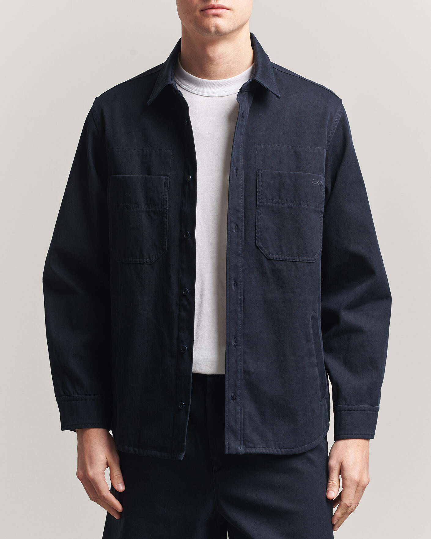 A.P.C. Noah Cotton Overshirt Dark Navy at CareOfCarl.com