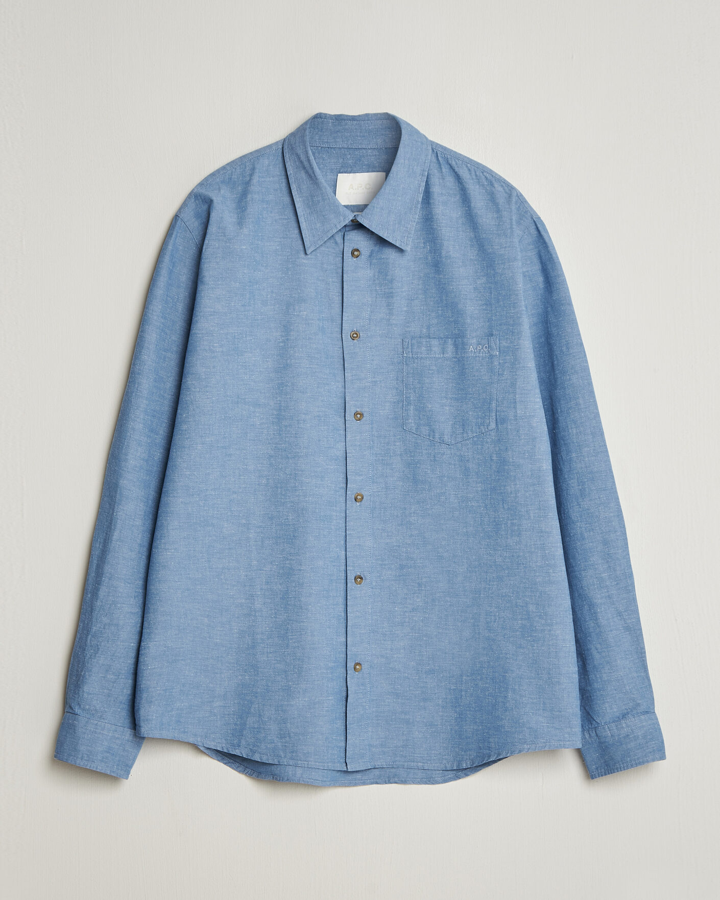 Men | Shirts | A.P.C. | Harris Cotton/Linen Shirt Blue