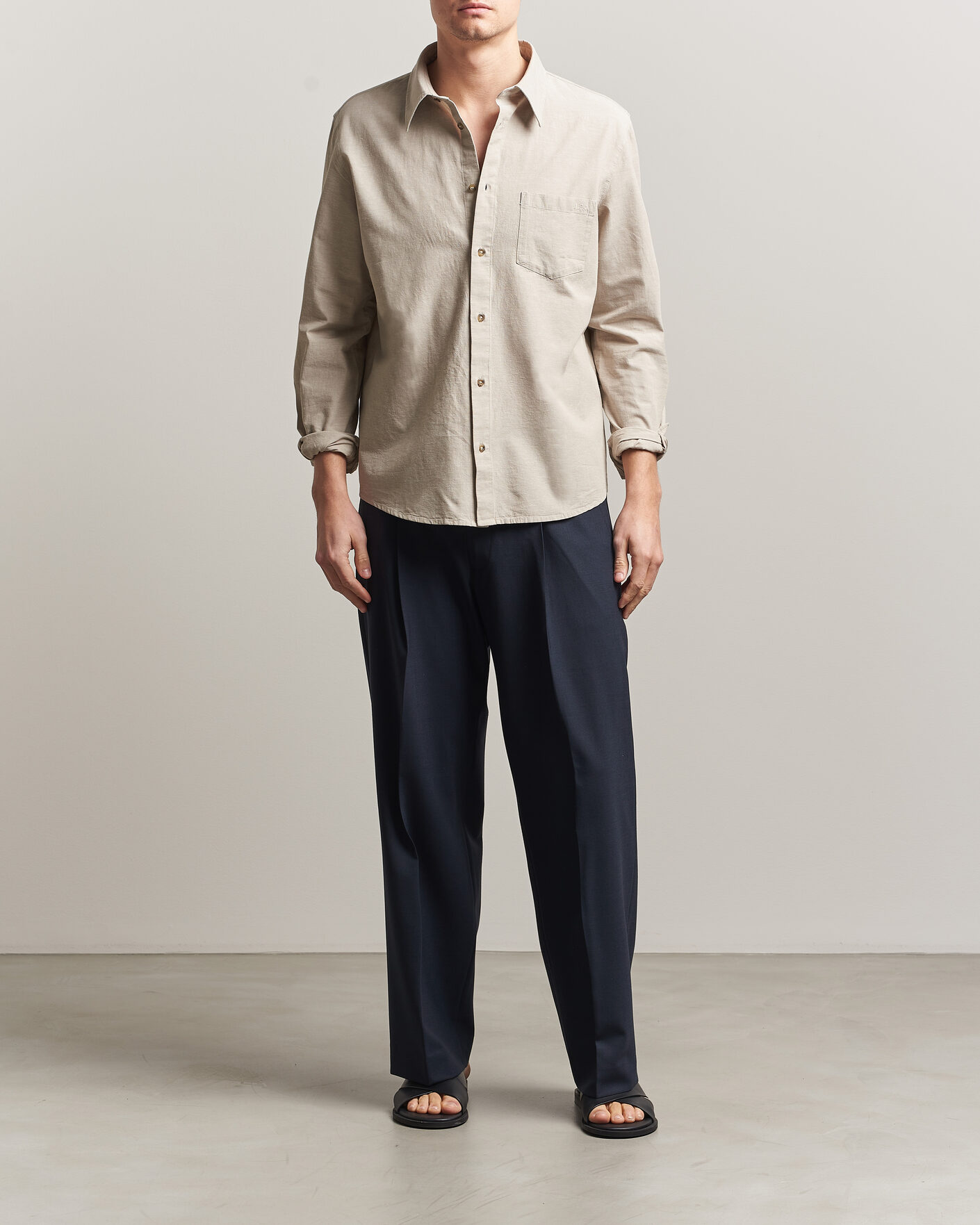 Men | Shirts | A.P.C. | Harris Cotton/Linen Shirt Sage Green