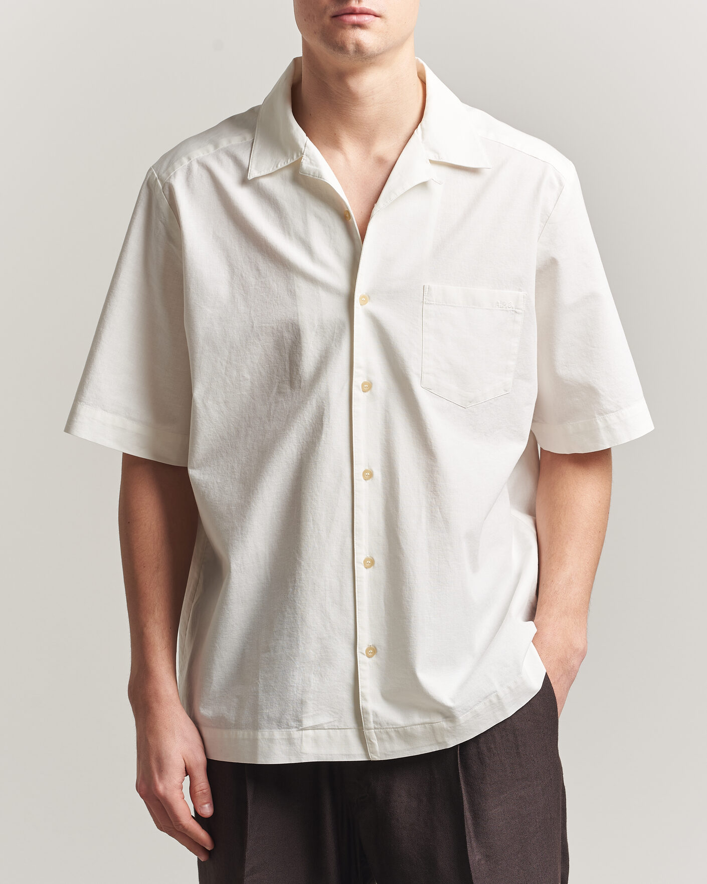 Men | Shirts | A.P.C. | Jude Cotton/Linen Short Sleeve Shirt White